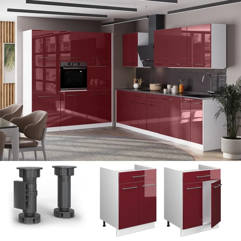 Vicco Fame-Line Mobile Base, Bordeaux Lucido/Bianco, 60 cm - immagine 5
