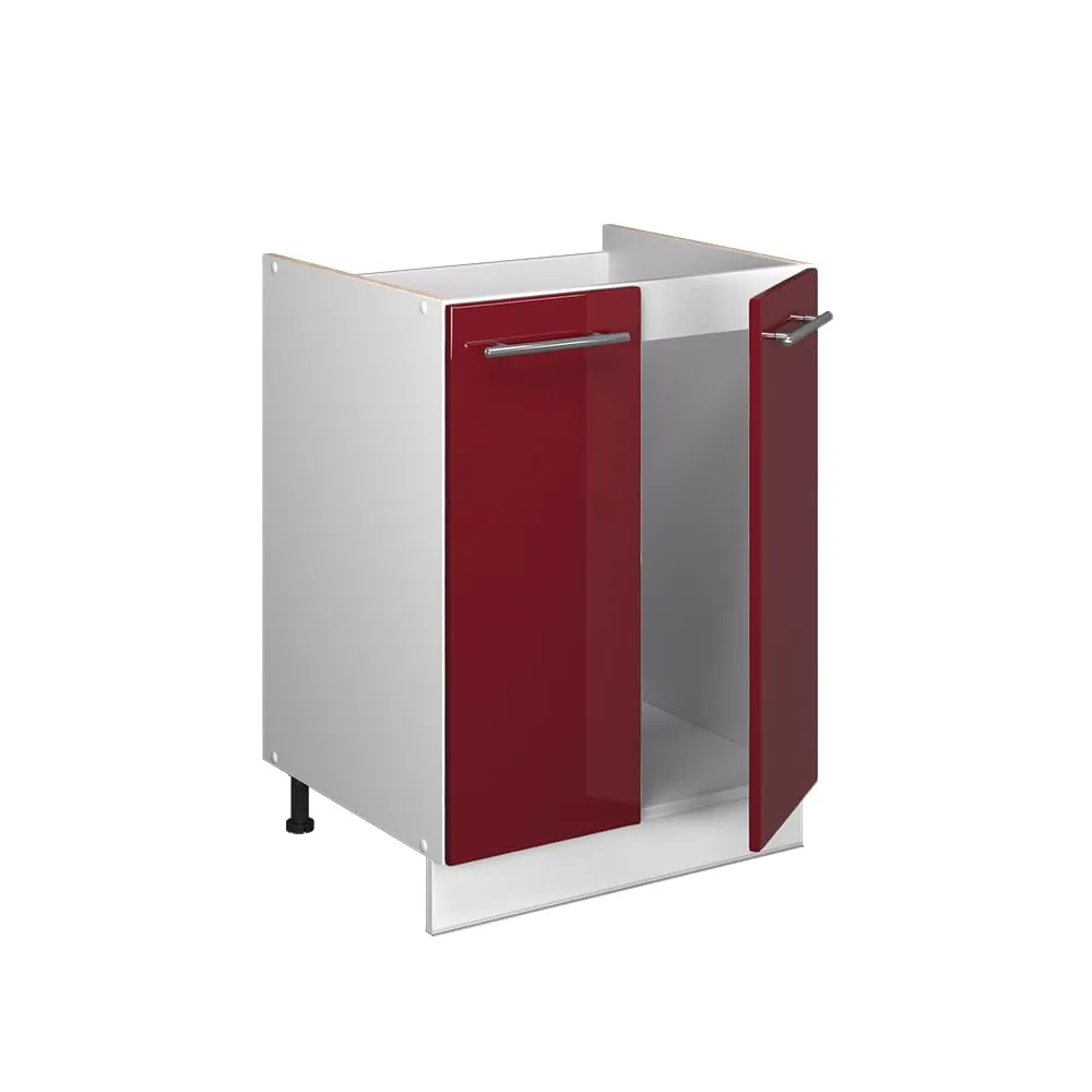 Vicco Mobile Lavello Cucina Fame-Line, Bordeaux Lucido/Bianco, 60 cm - immagine 6