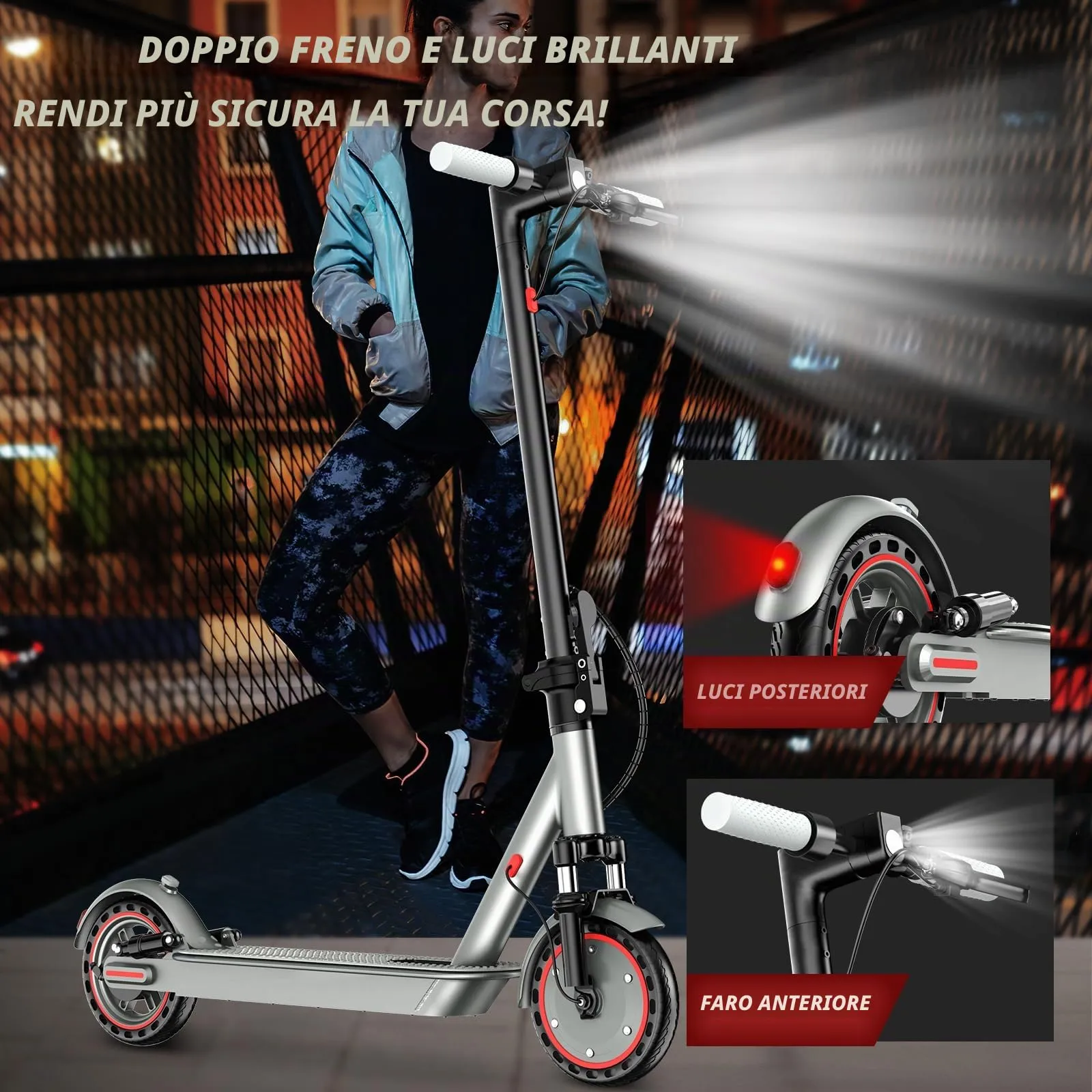 Zephyride V84 Monopattino Elettrico Adulto, Motore 350W/500W, Velocità 25km/H, Autonomia 35km/45km, Pieghevole - immagine 5