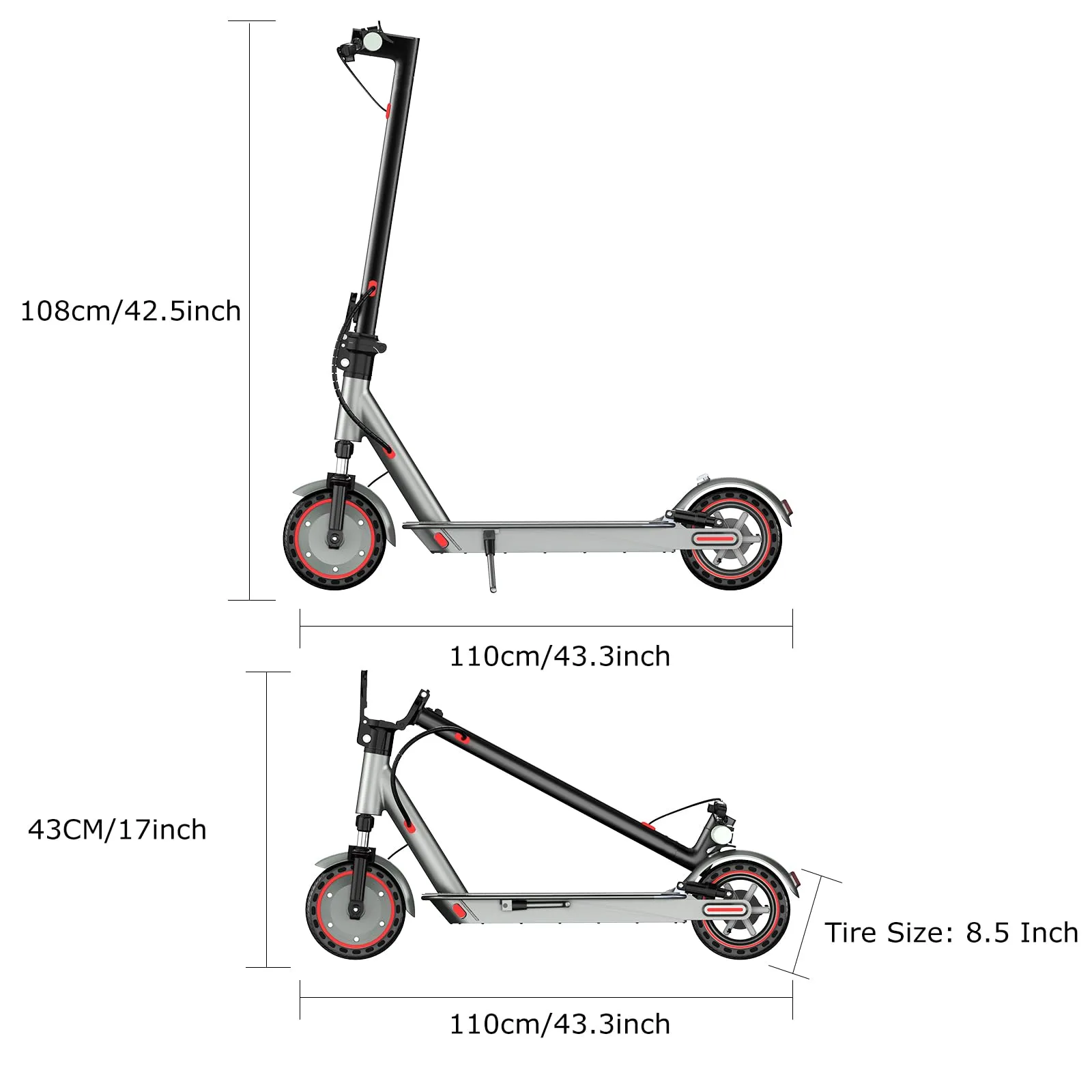 Zephyride V84 Monopattino Elettrico Adulto, Motore 350W/500W, Velocità 25km/H, Autonomia 35km/45km, Pieghevole - immagine 8