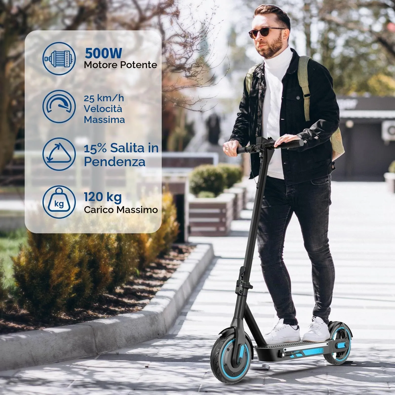 Zephyride V90 Monopattino Elettrico Adulto, 500W, 25km/H, Autonomia 45KM, Pneumatici 25,4 cm, Pieghevole, Giallo - immagine 3