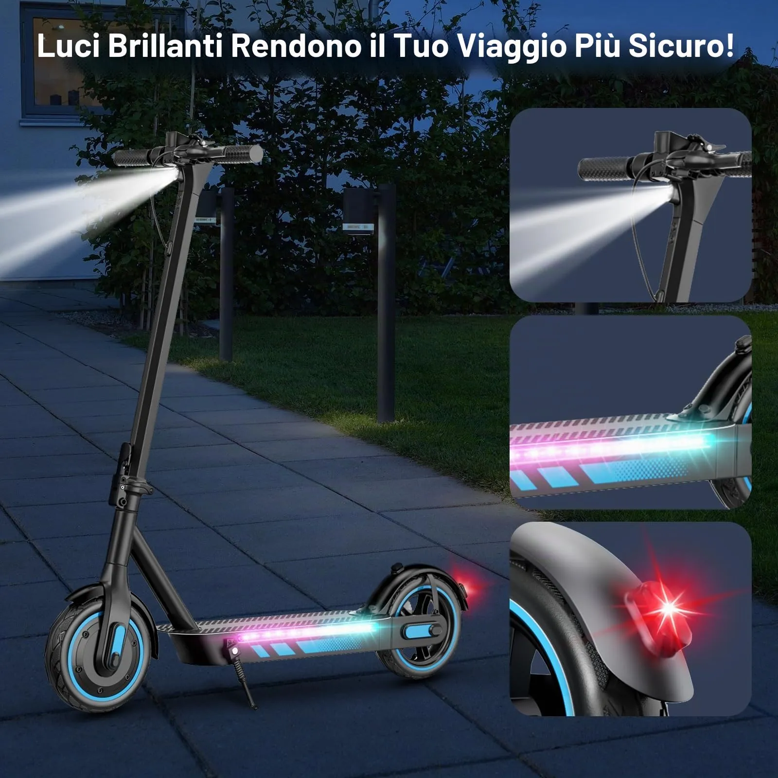 Zephyride V90 Monopattino Elettrico Adulto, 500W, 25km/H, Autonomia 45KM, Pneumatici 25,4 cm, Pieghevole, Giallo - immagine 4