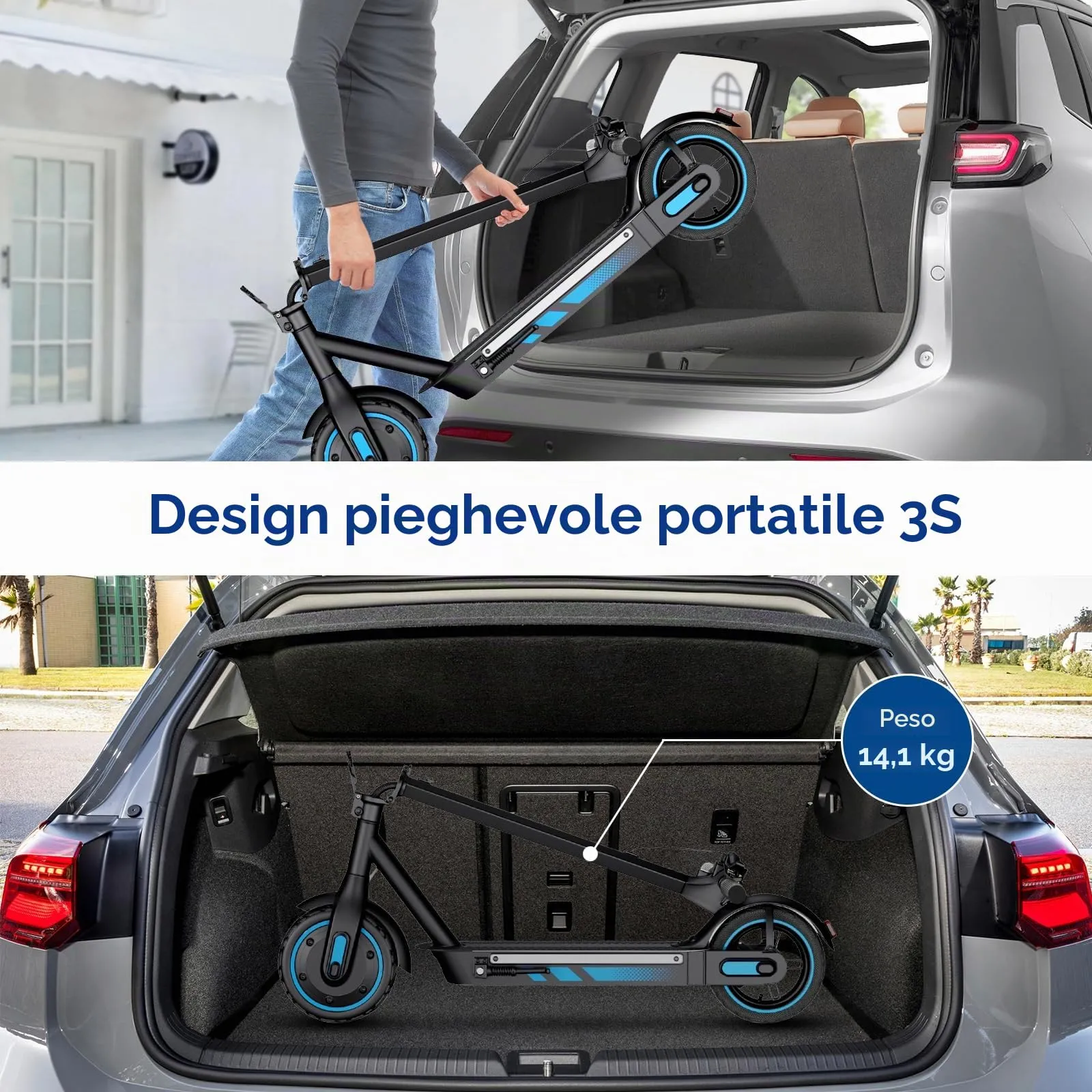 Zephyride V90 Monopattino Elettrico Adulto, 500W, 25km/H, Autonomia 45KM, Pneumatici 25,4 cm, Pieghevole, Giallo - immagine 6