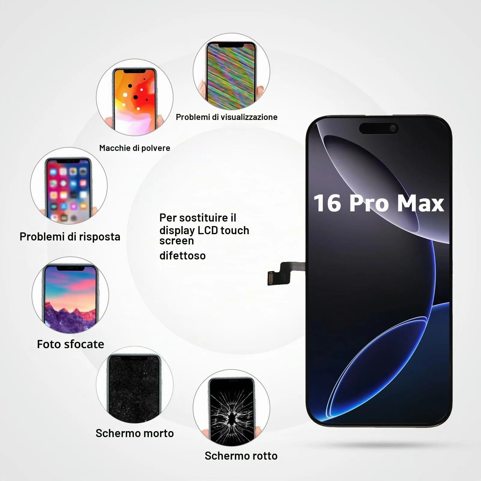 LL TRADER Schermo LCD 6,9'' per iPhone 16 Pro Max e Kit di Riparazione - immagine 8