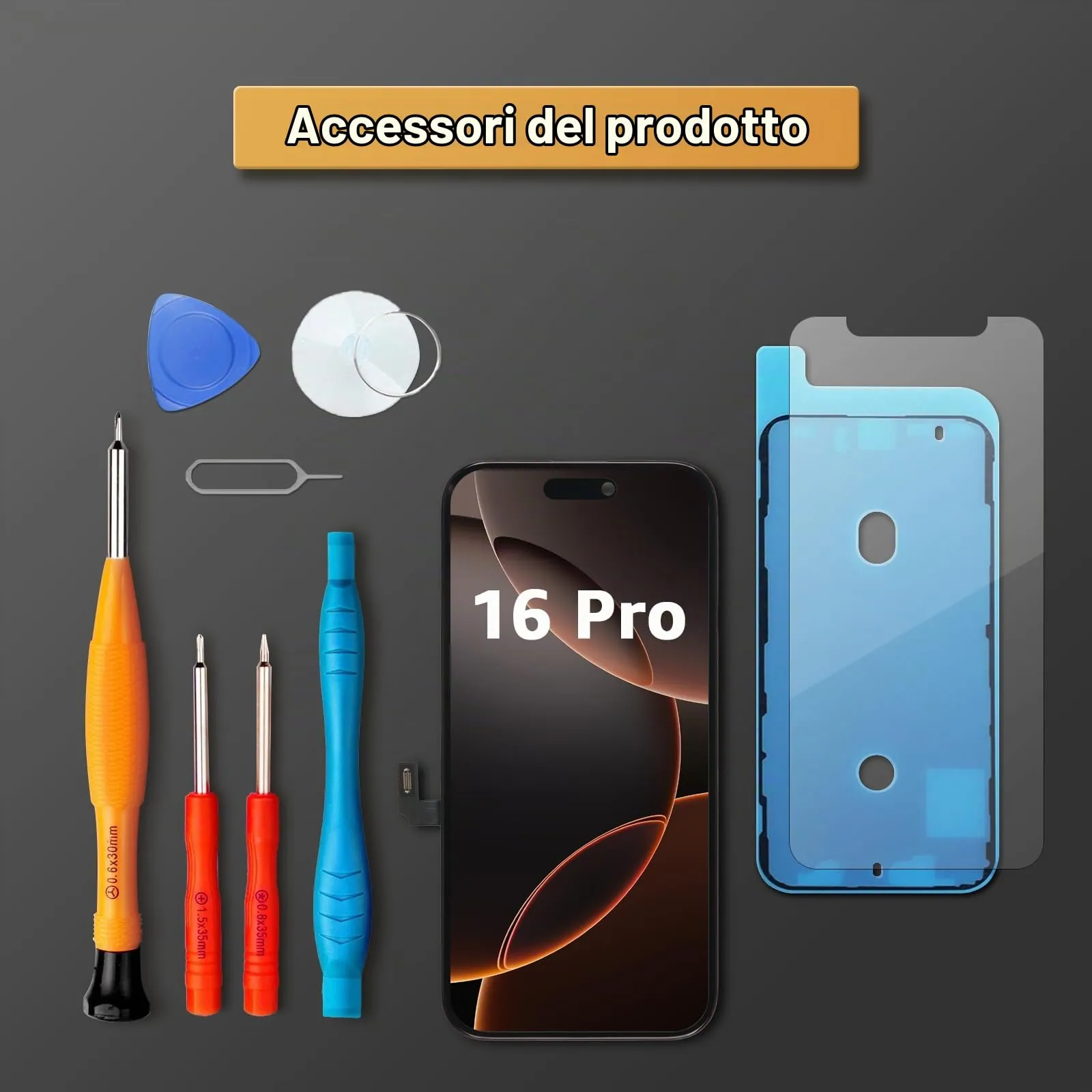 LL TRADER Schermo LCD 6,3'' per iPhone 16 Pro e Kit di Riparazione - immagine 7