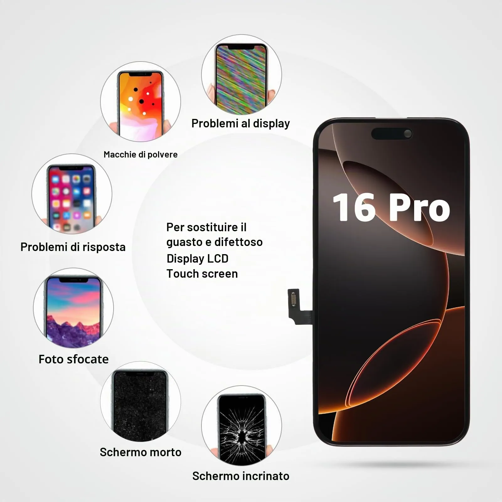 LL TRADER Schermo LCD 6,3'' per iPhone 16 Pro e Kit di Riparazione - immagine 8