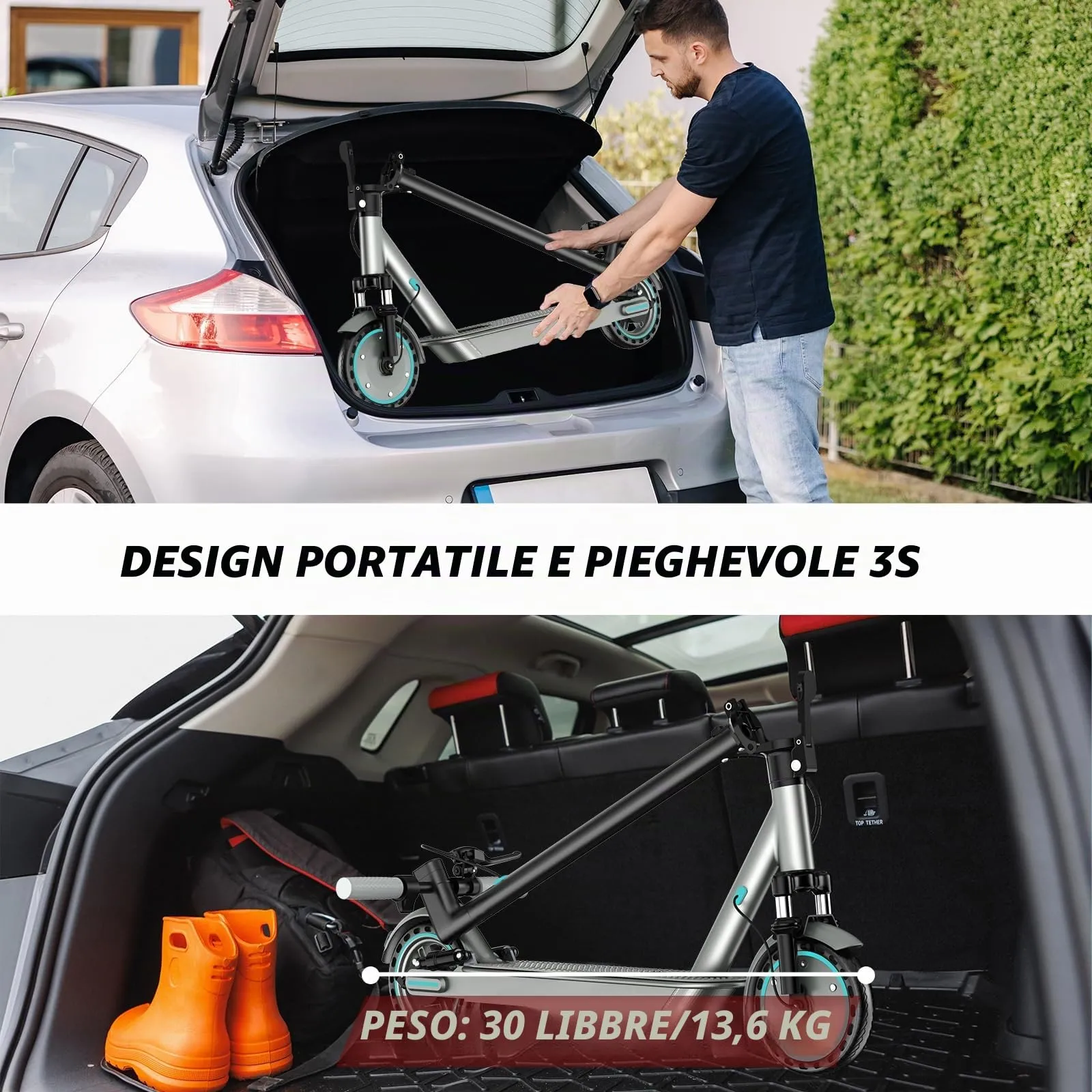 Zephyride V85 Monopattino Elettrico Adulto, Motore 350W/500W, Velocità 25km/H, Autonomia 35KM/45KM, Pieghevole - immagine 6