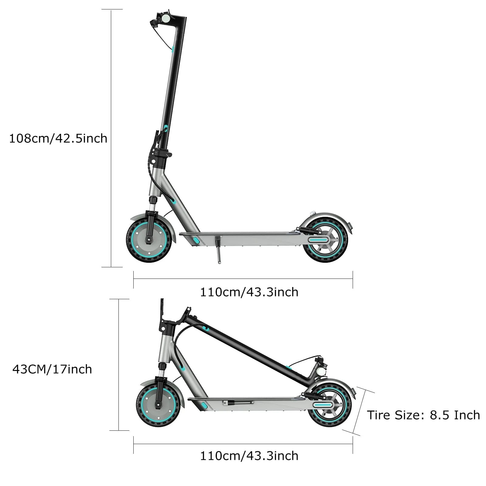 Zephyride V85 Monopattino Elettrico Adulto, Motore 350W/500W, Velocità 25km/H, Autonomia 35KM/45KM, Pieghevole - immagine 8