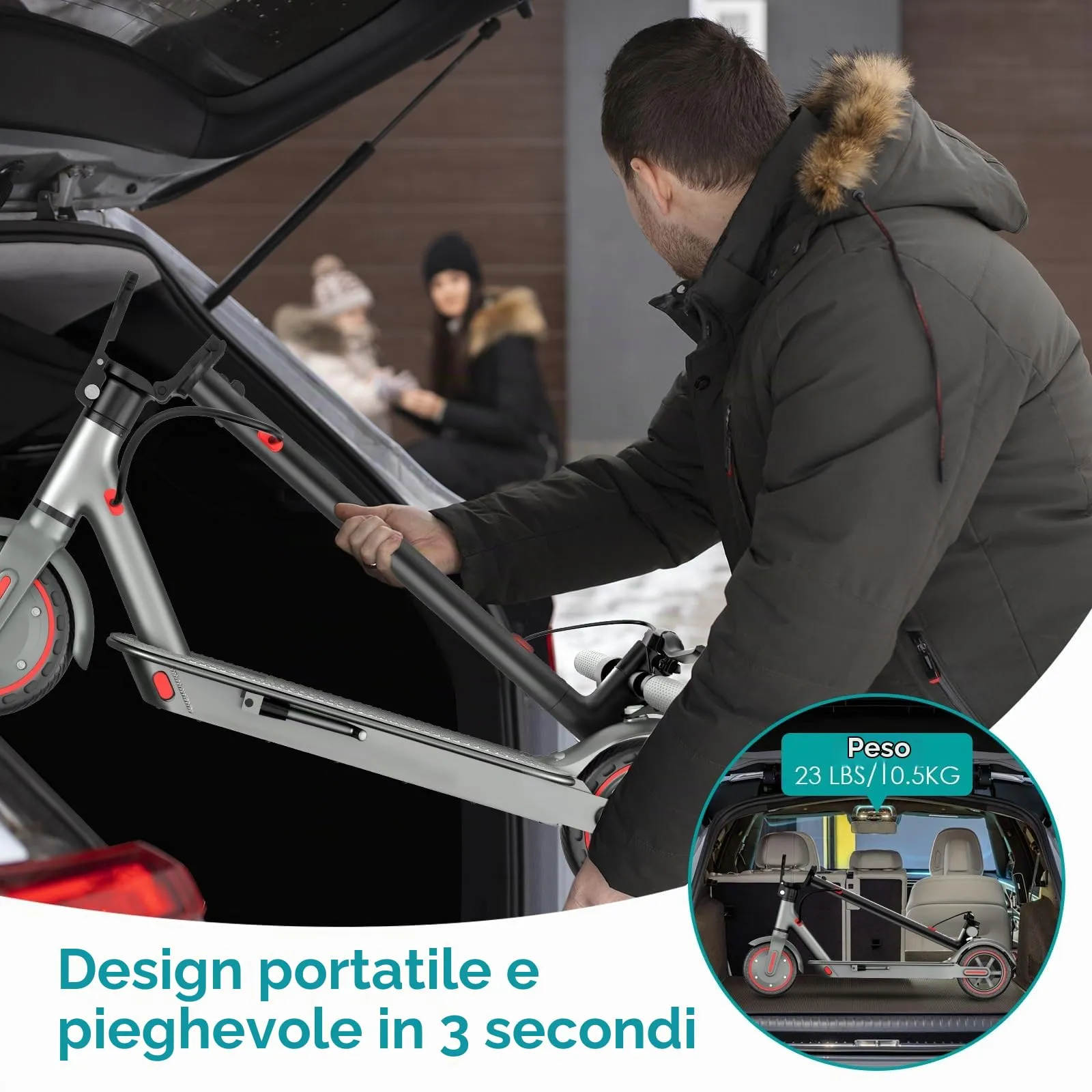 Zephyride V81 Monopattino Elettrico Adulto, Motore 350W/500W, Velocità 25km/h, Autonomia 35km/45km, Pieghevole - immagine 6