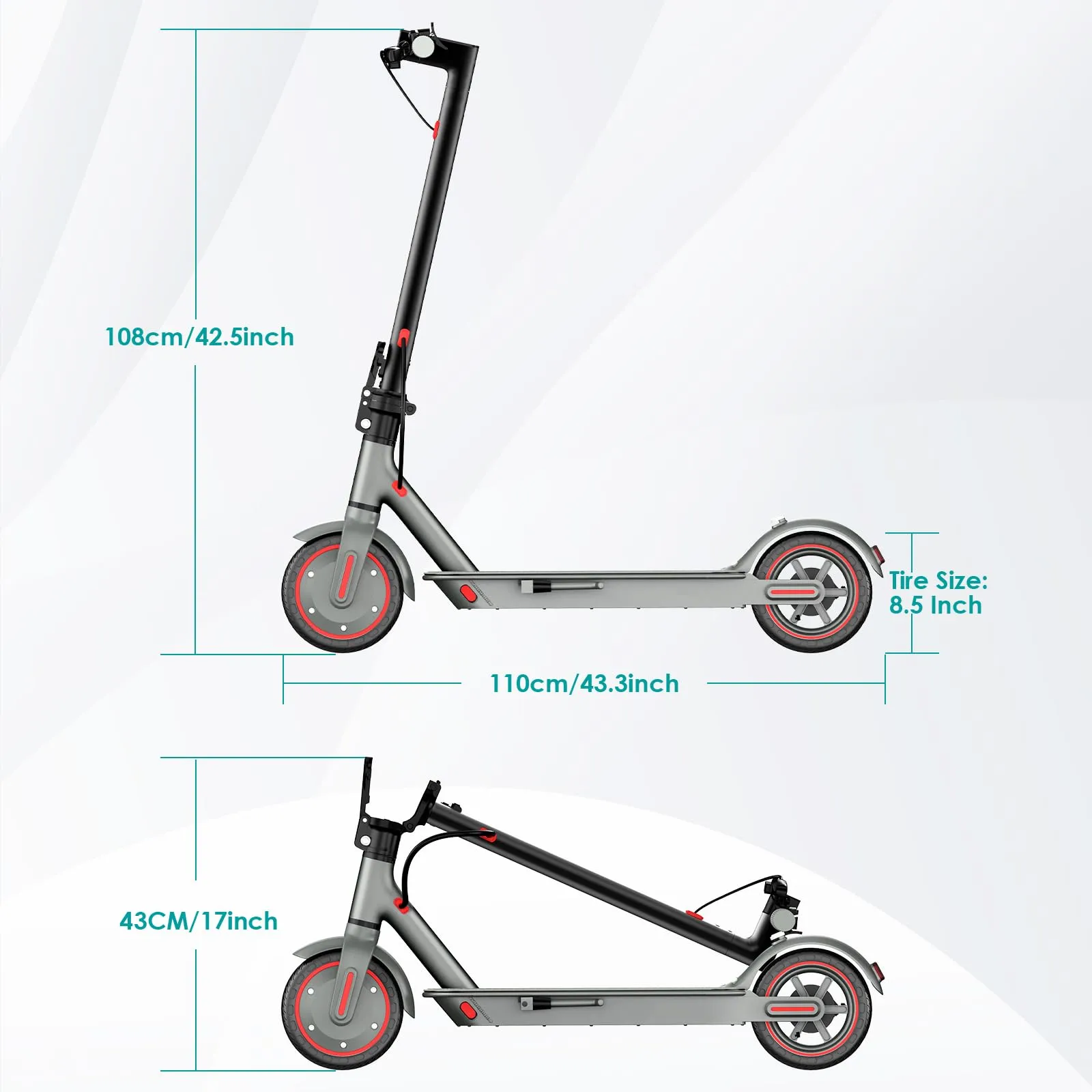 Zephyride V81 Monopattino Elettrico Adulto, Motore 350W/500W, Velocità 25km/h, Autonomia 35km/45km, Pieghevole - immagine 7