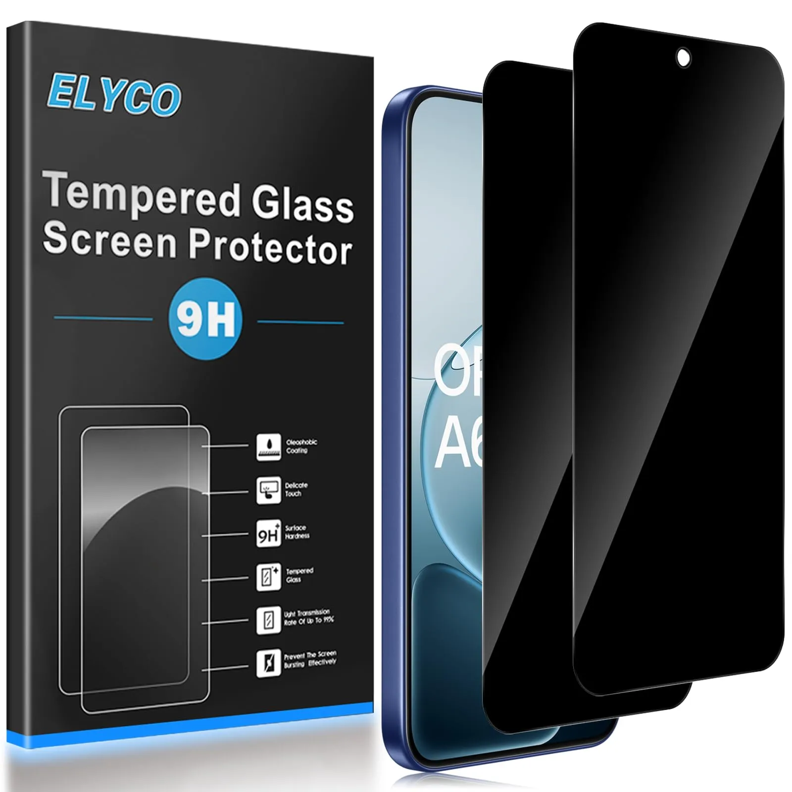 ELYCO Vetro Temperato Privacy per OPPO A6 Pro 4G/5G, 2 Pezzi - immagine 1