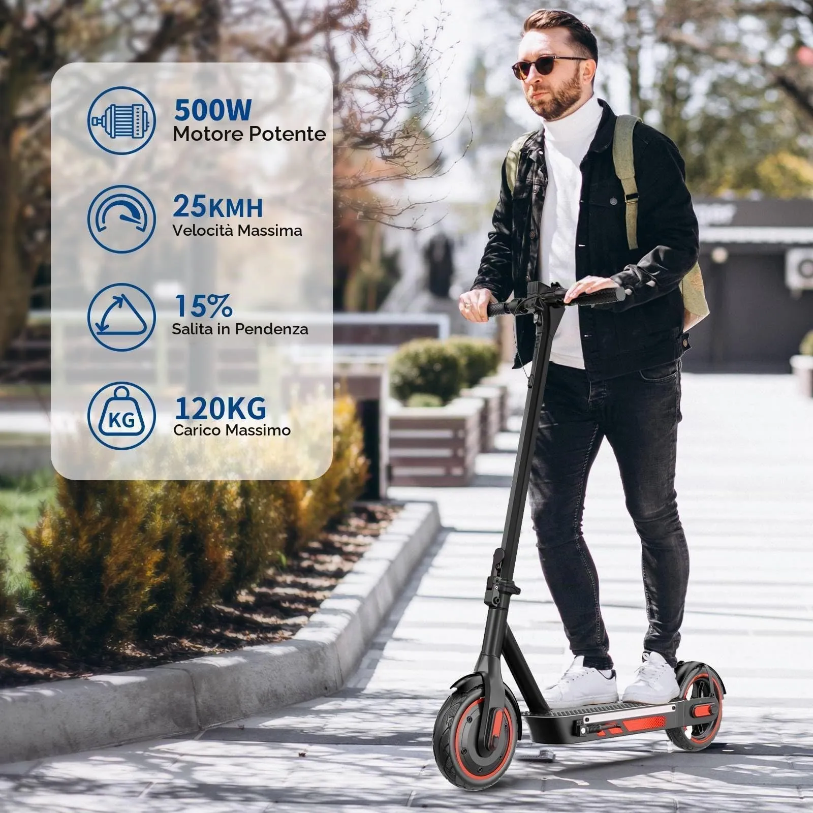Zephyride V89 Monopattino Elettrico Adulto 500W, 25km/H, 45KM, Pneumatici 25,4 cm, Giallo - immagine 2