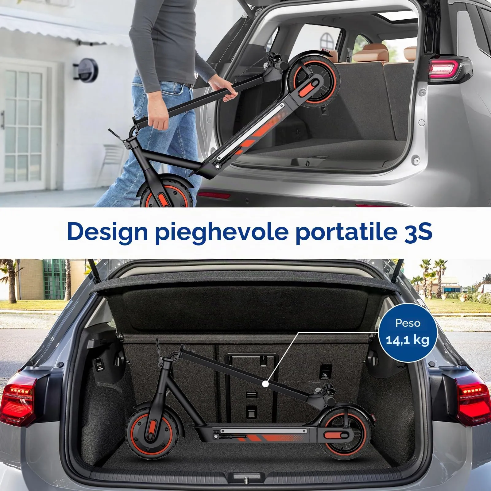 Zephyride V89 Monopattino Elettrico Adulto 500W, 25km/H, 45KM, Pneumatici 25,4 cm, Giallo - immagine 6