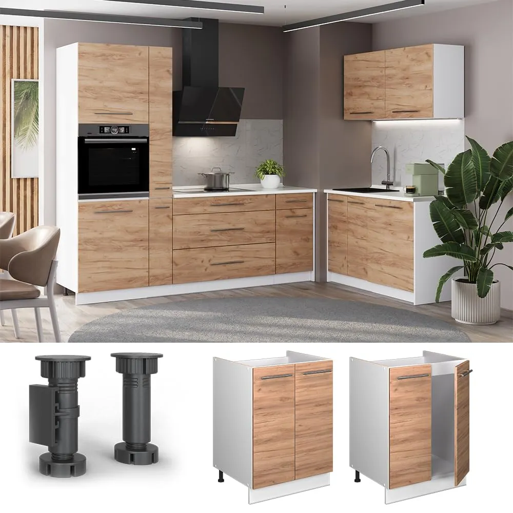 Vicco Mobile Lavello Cucina Fame-Line, Rovere Dorato/Bianco, 60 cm - immagine 5