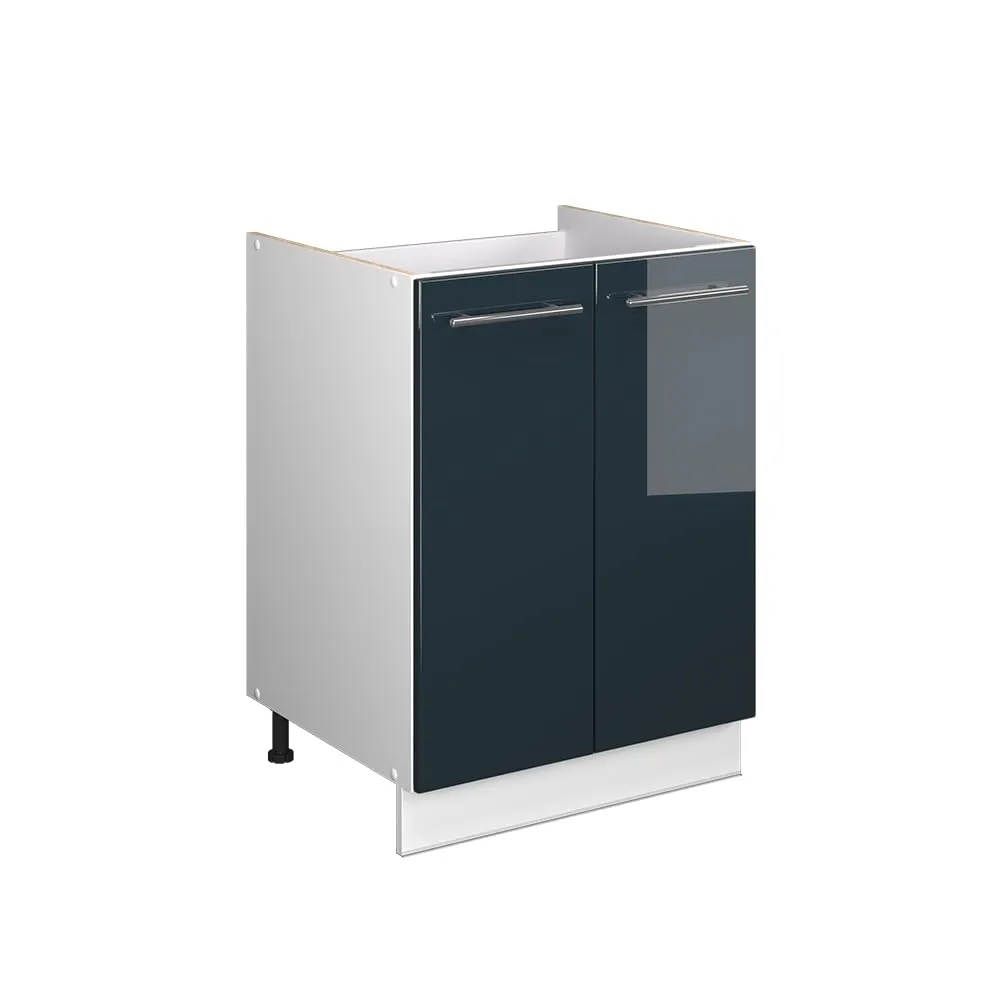 Vicco Mobile Lavello Cucina Fame-Line, Blu Scuro Lucido/Bianco, 60 cm - immagine 1