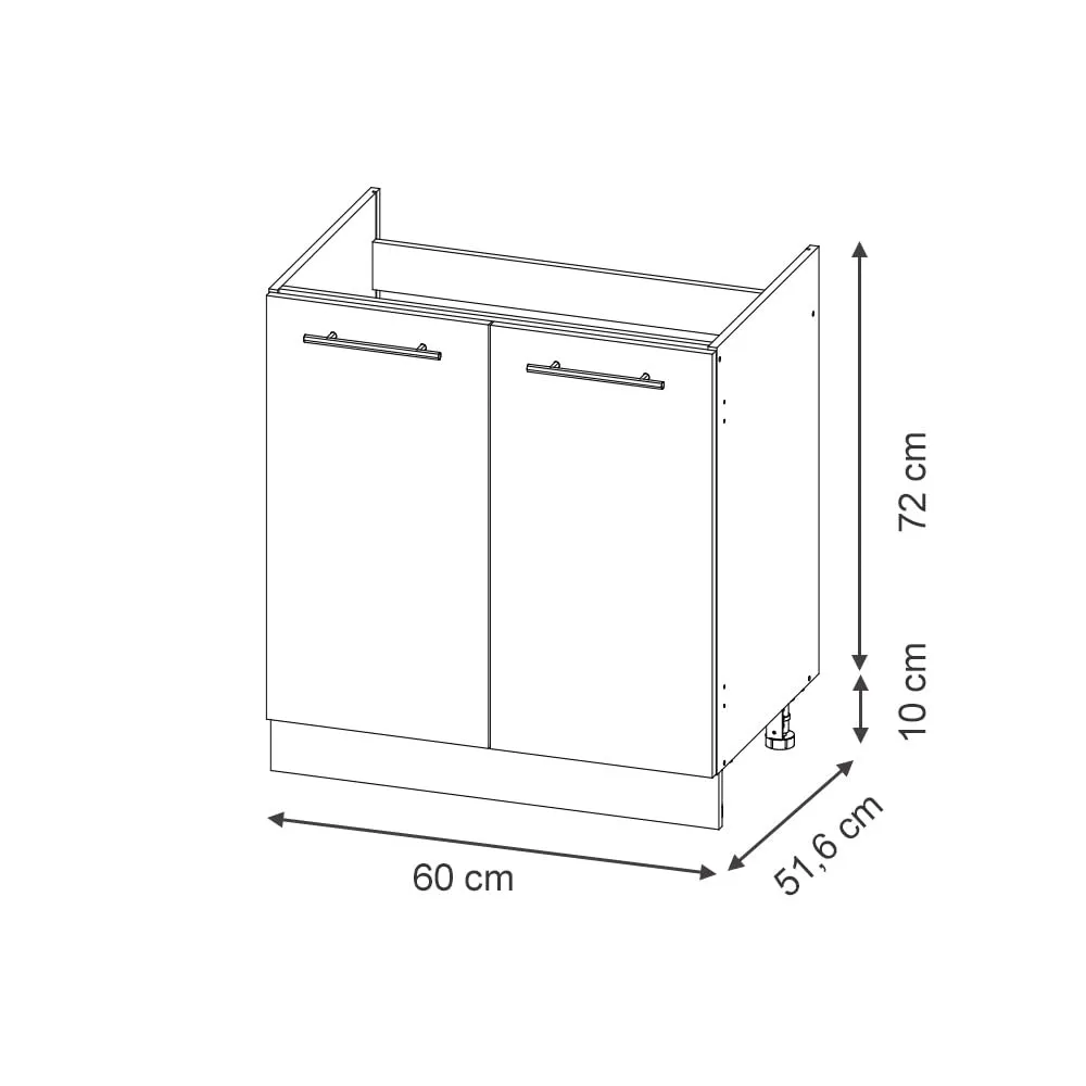 Vicco Mobile Lavello Cucina Fame-Line, Grigio Scuro/Bianco, 60 cm - immagine 3