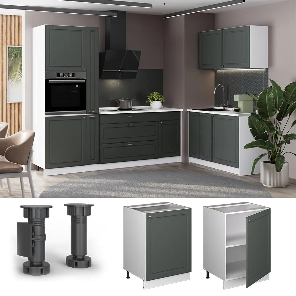 Vicco Mobiletto Base Cucina Fame-Line, Verde-oro Country/Bianco, 60 cm - immagine 4