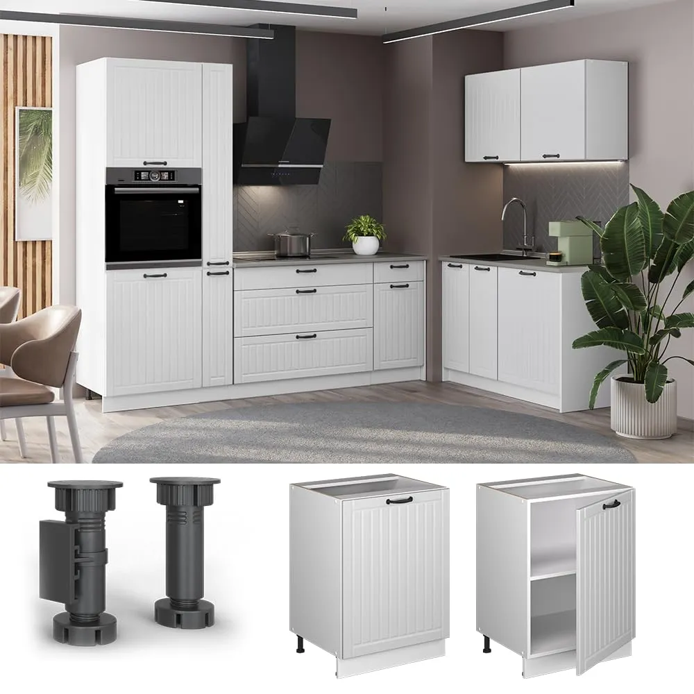 Vicco Mobiletto Base Cucina Fame-Line, Bianco Country/Bianco, 60 cm - immagine 5
