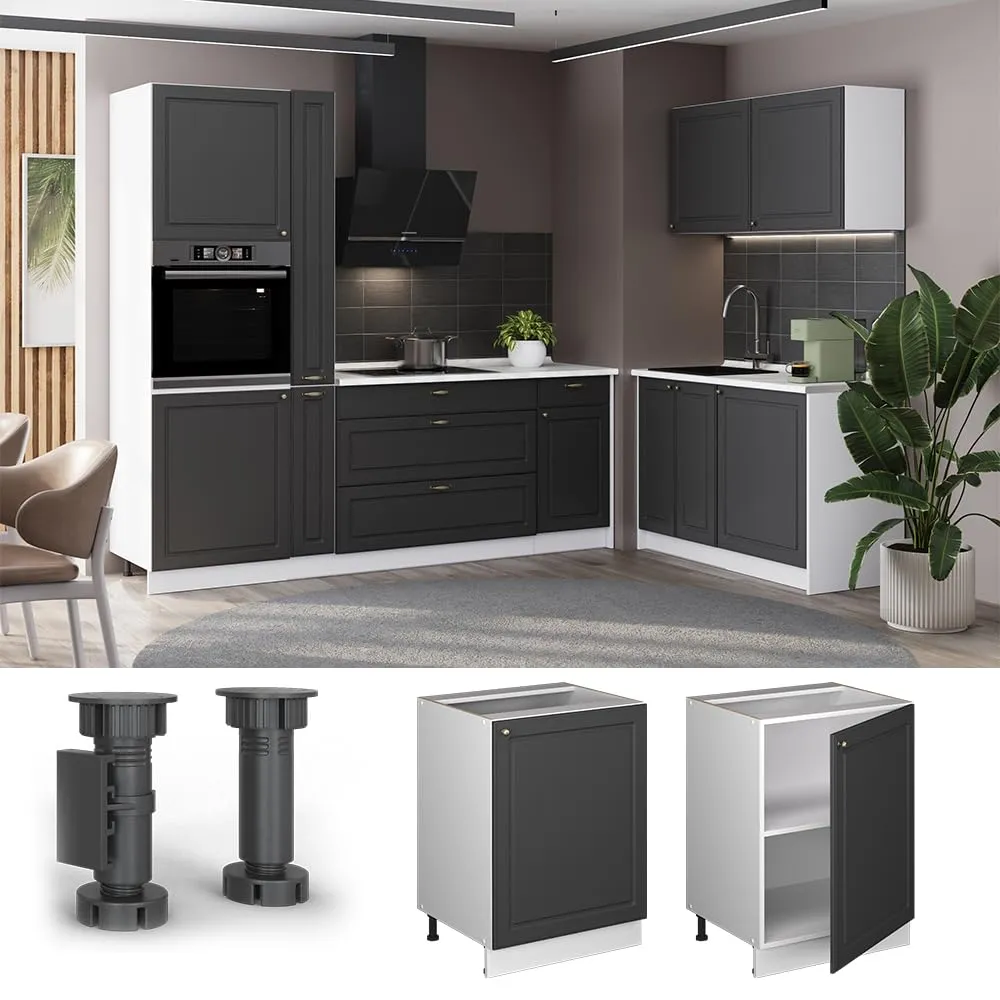 Vicco Mobiletto Base Cucina Fame-Line Antracite Country/Bianco 60 cm - immagine 4