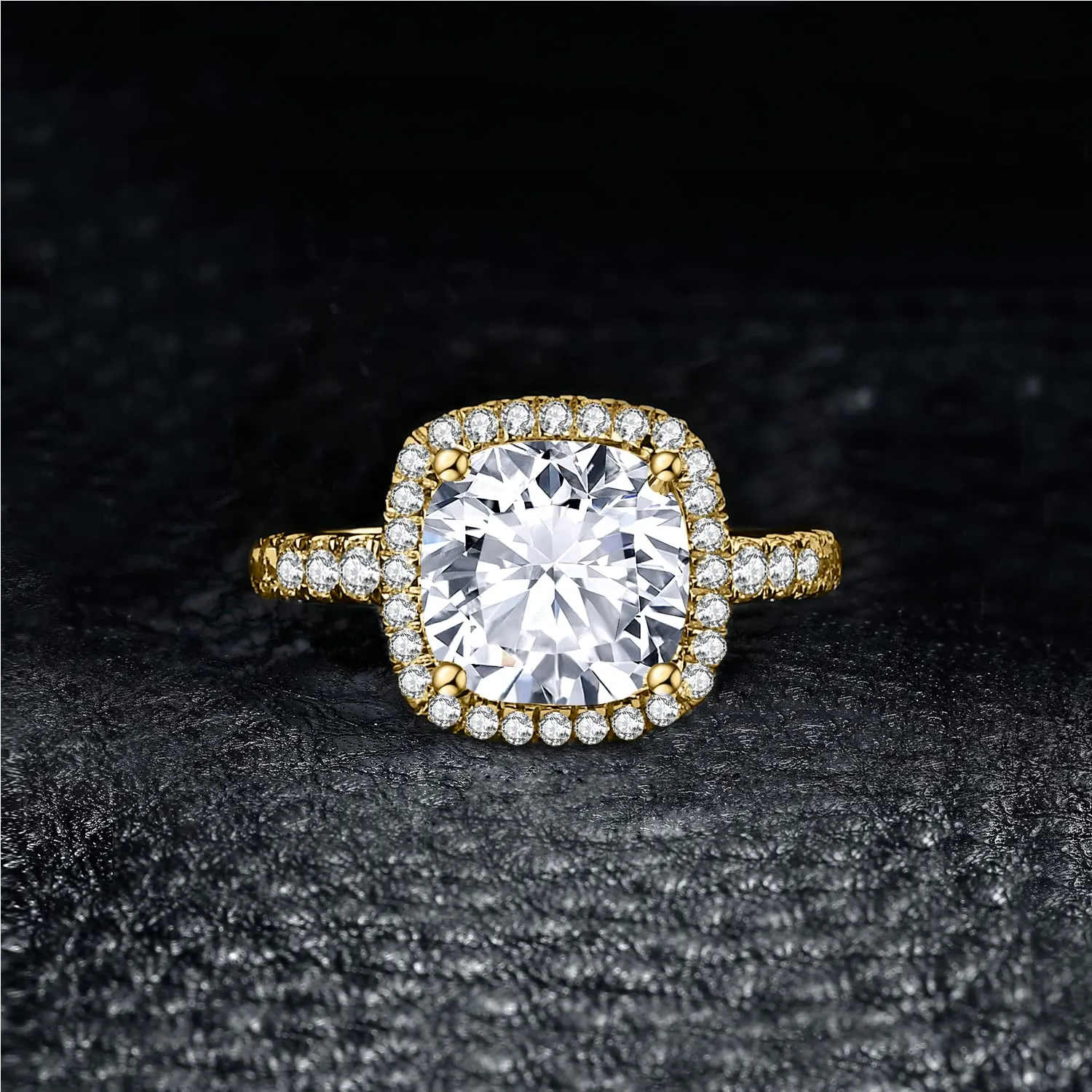 JewelryPalace Anello Donna in Argento 925 con Zirconi a Taglio Cuscino 3ct, Oro, Taglia 10.5 - immagine 2