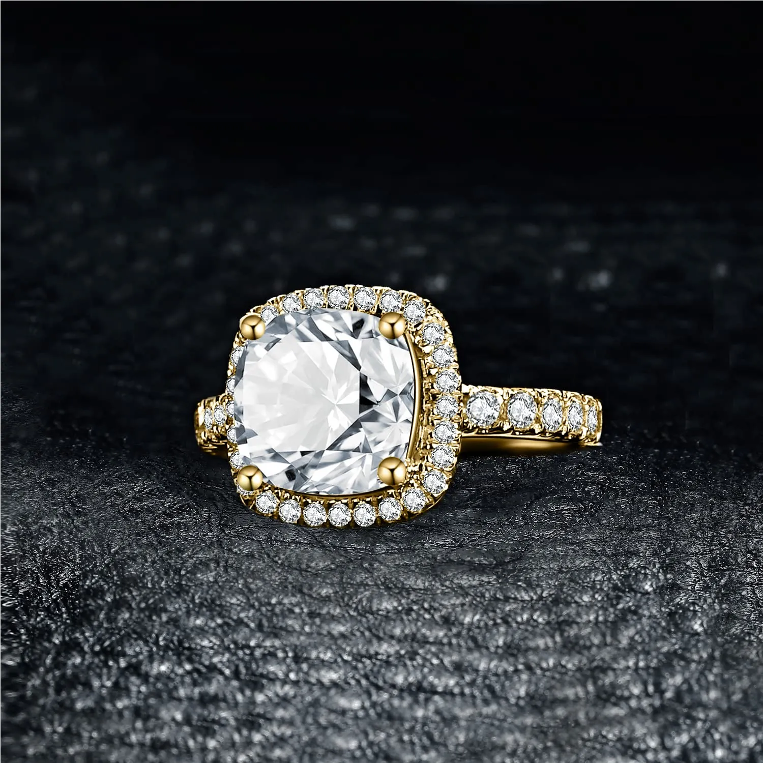 JewelryPalace Anello Solitario Taglio Cuscino 3ct Zirconi Argento 925 Oro, Taglia 13 - immagine 3