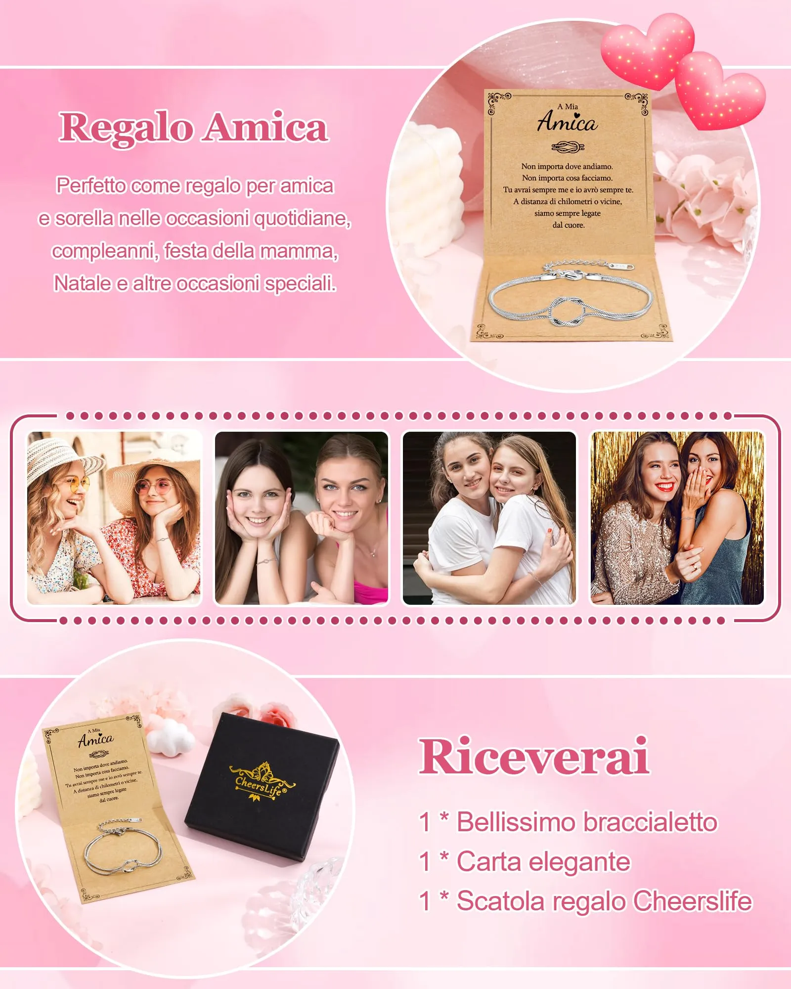 Cheerslife Braccialetti Amicizia con Nodo d'Amore Infinito e Confezione Regalo - immagine 6