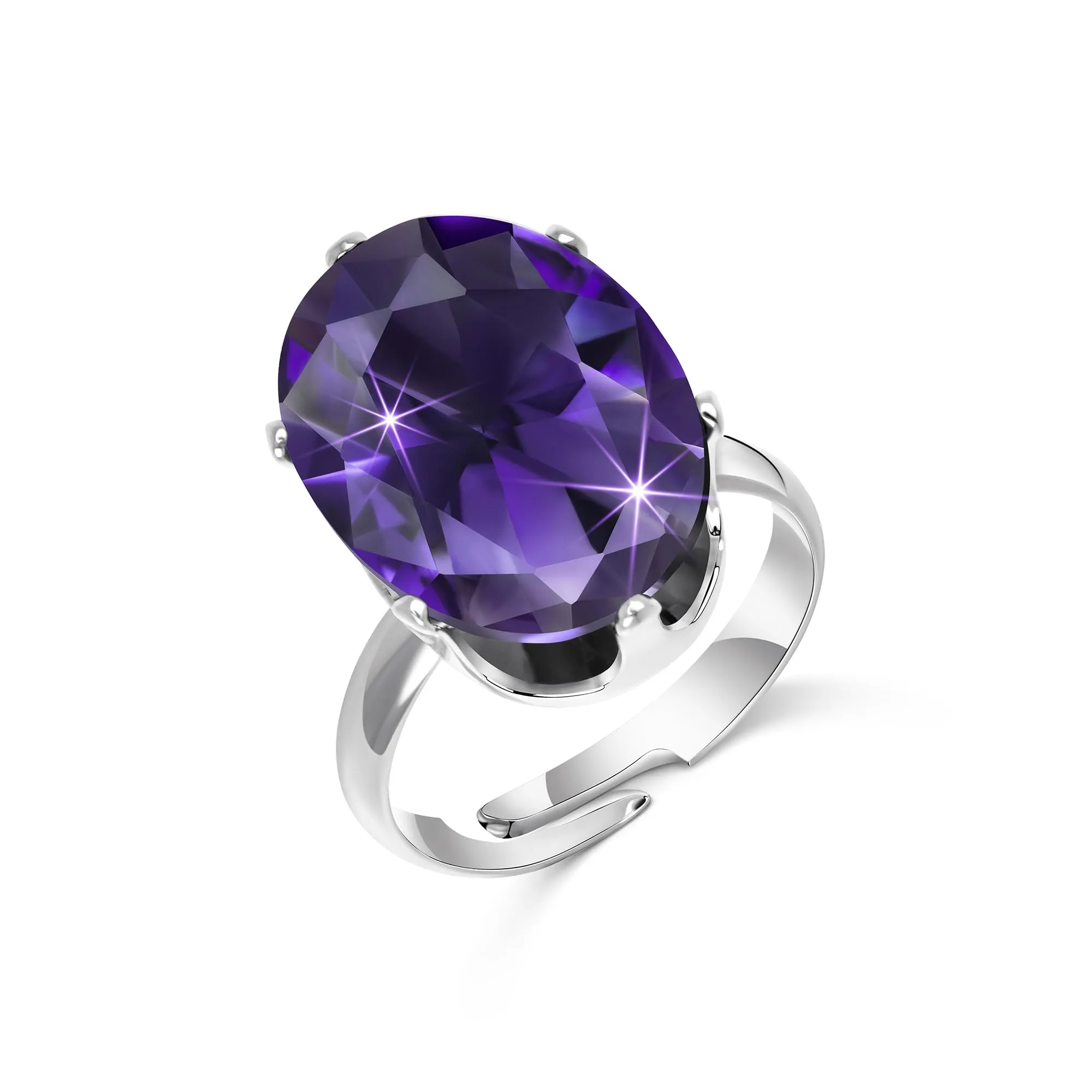 Linawe Anello da donna in ametista viola in argento regolabile - immagine 5