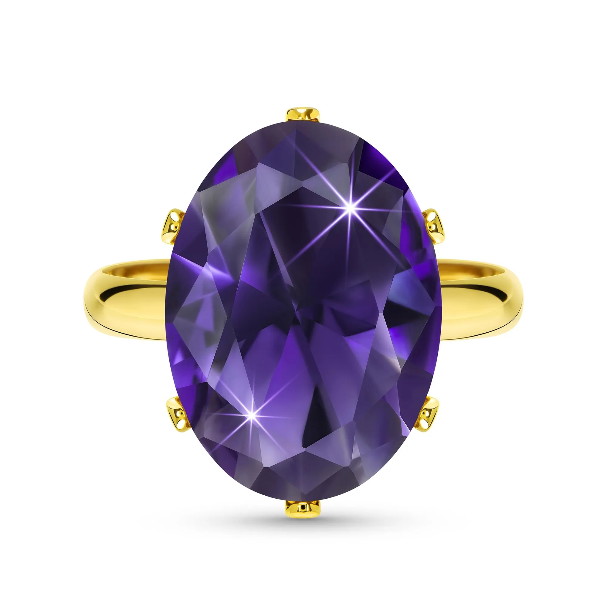 Linawe Anello regolabile da donna in oro placcato con moissanite viola ametista - immagine 1