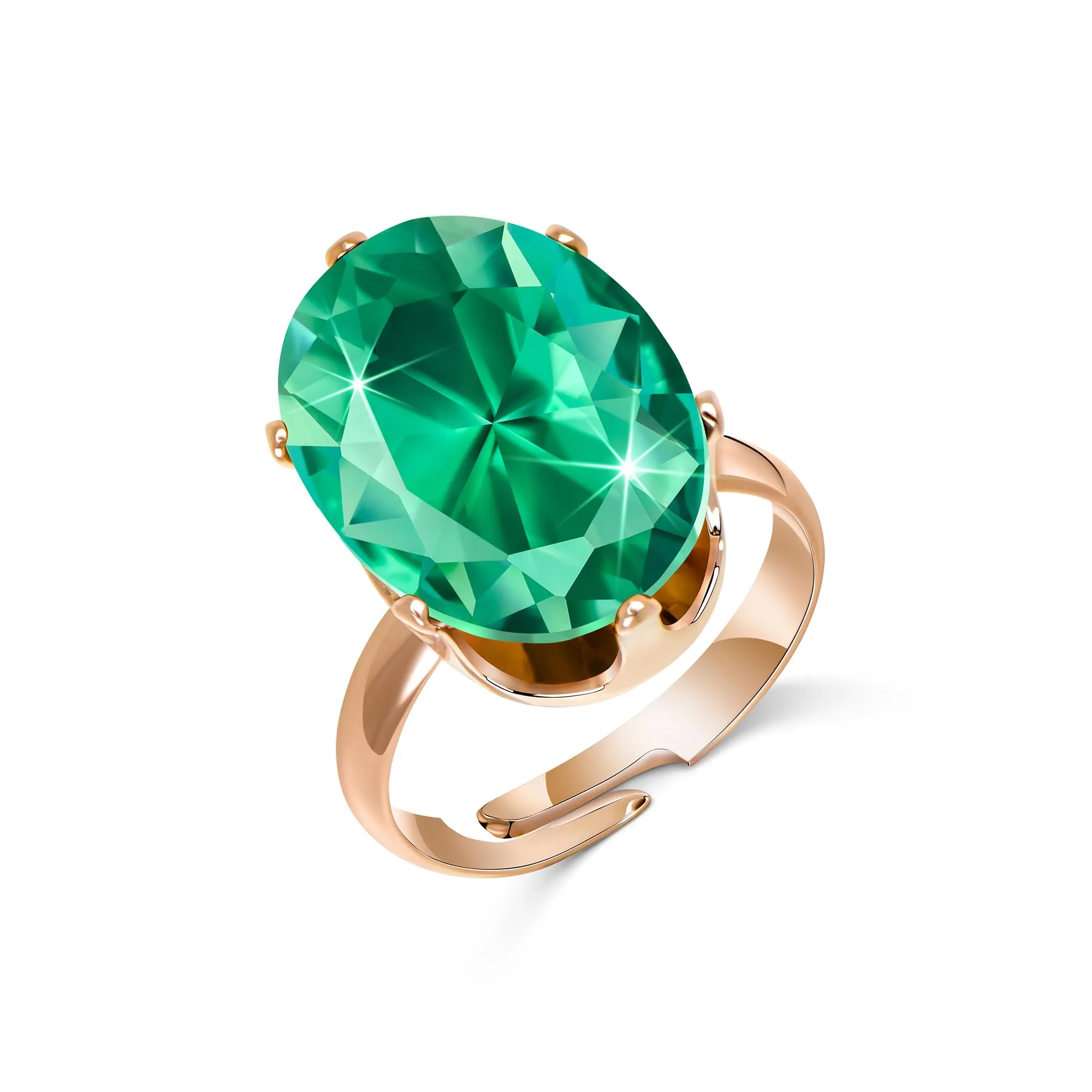 Linawe Anello regolabile in oro rosa con turchese e moissanite per donna - immagine 5