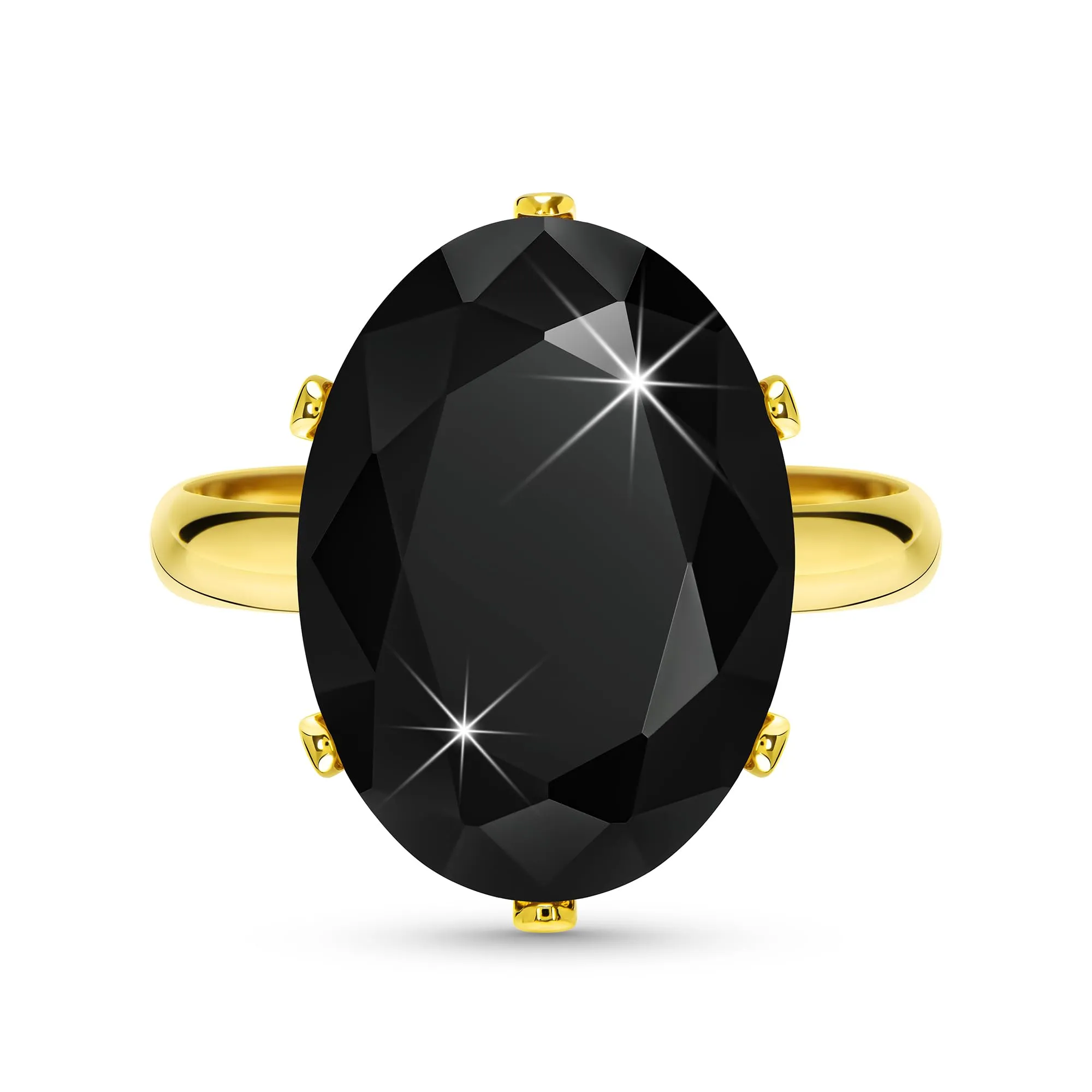Linawe Anello da Donna Regolabile in Oro Placcato con Diamante Moissanite Nero - immagine 1