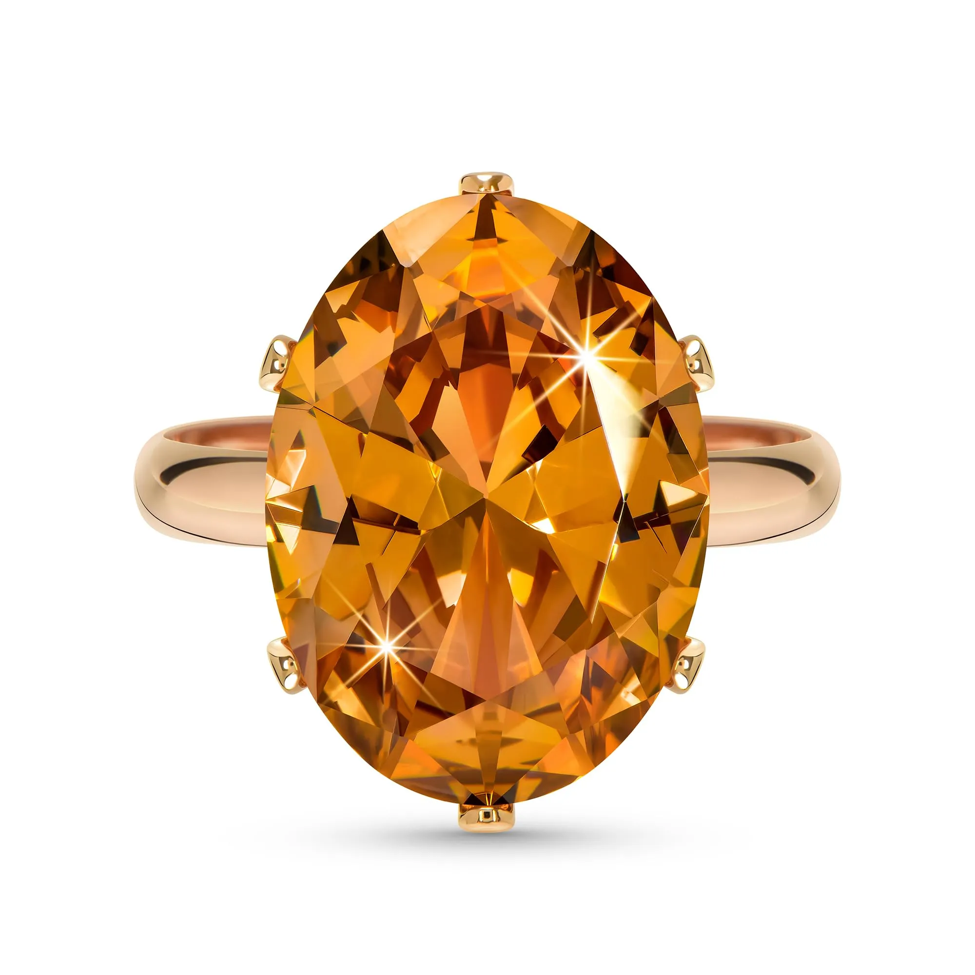 Linawe Anello da donna regolabile in oro rosa con diamante citrino e moissanite - immagine 1