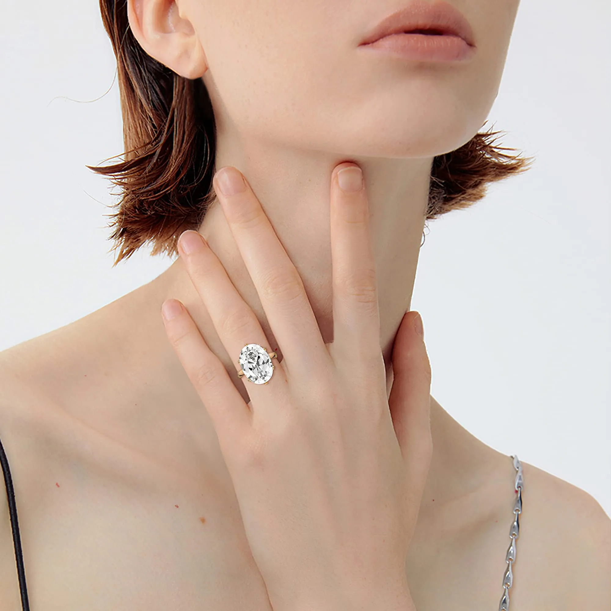 Linawe Anello da Donna Regolabile in Oro Rosa con Diamanti Moissanite - immagine 3