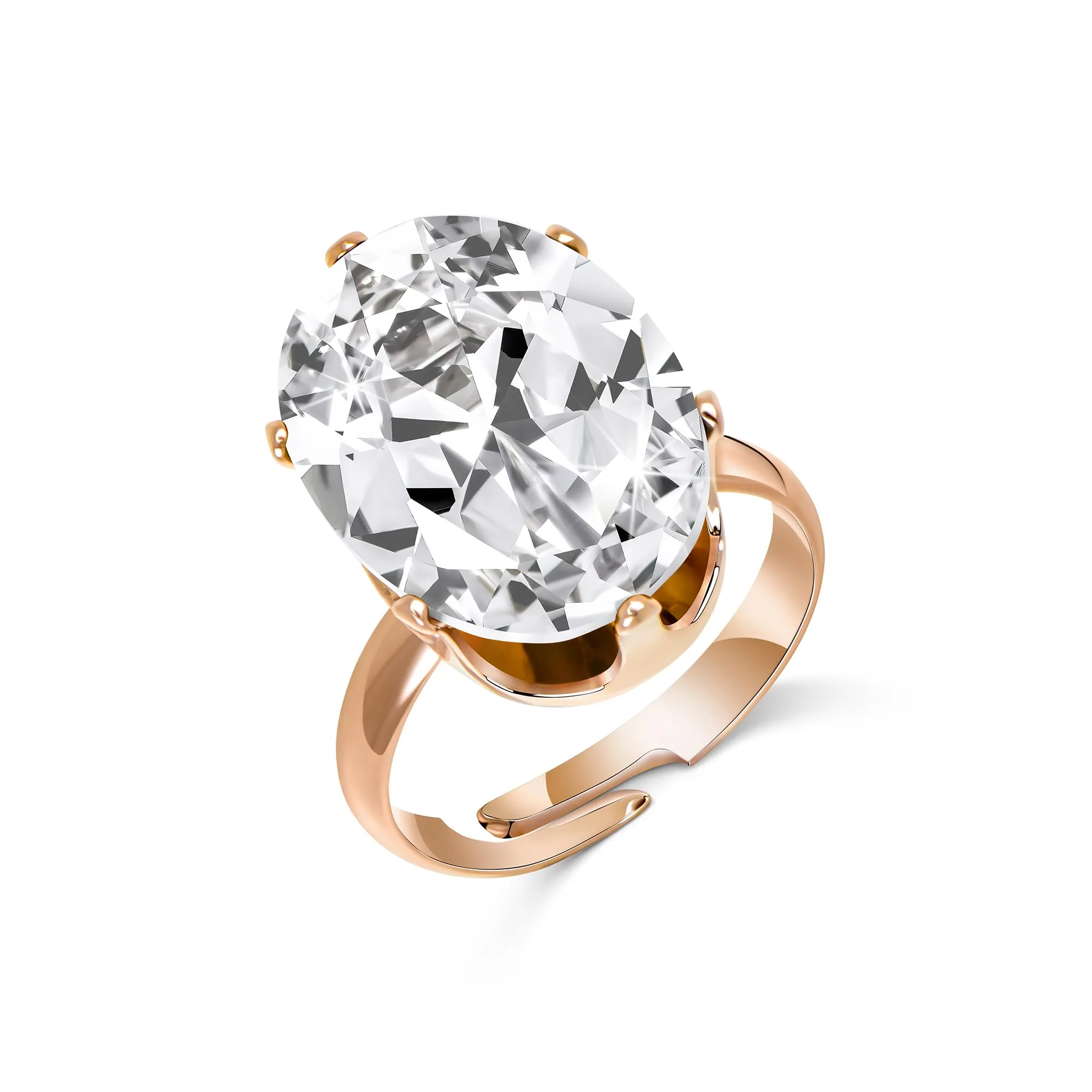 Linawe Anello da Donna Regolabile in Oro Rosa con Diamanti Moissanite - immagine 5