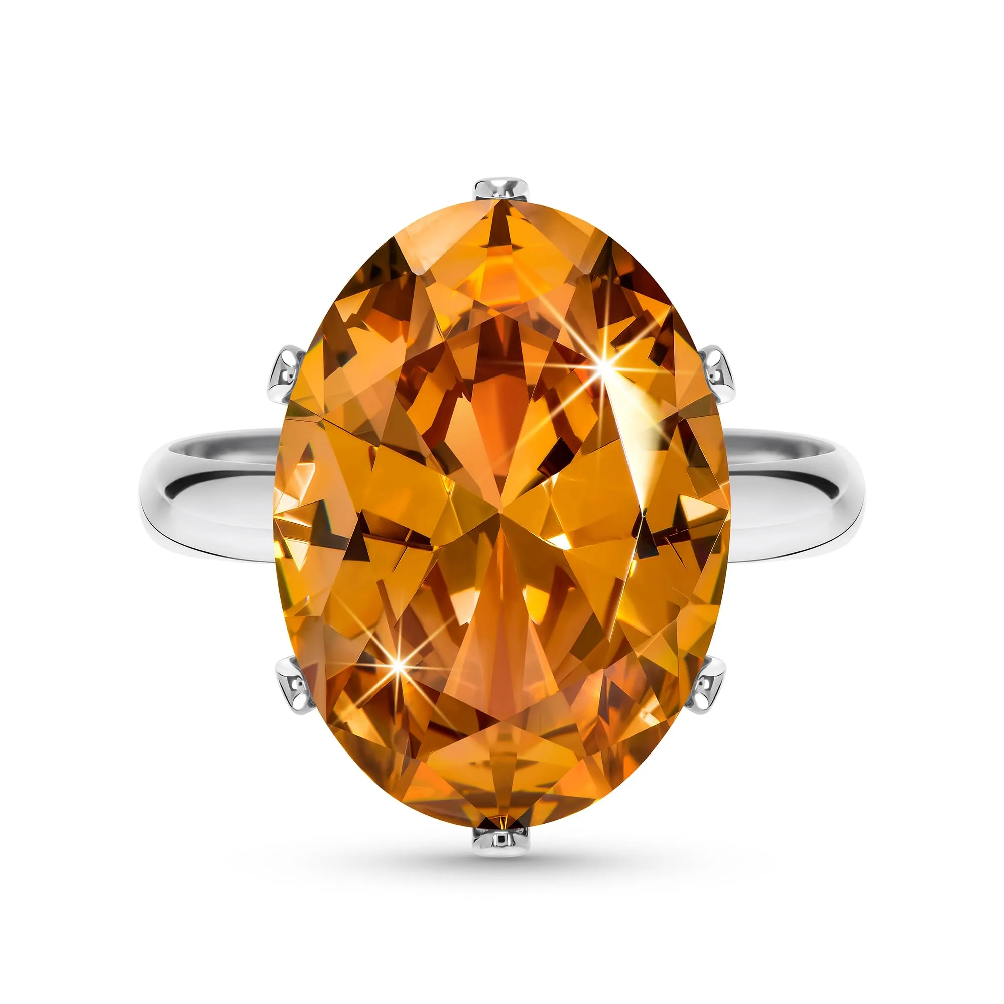 Linawe Anello da donna in argento con citrino e moissanite giallo, regolabile - immagine 1