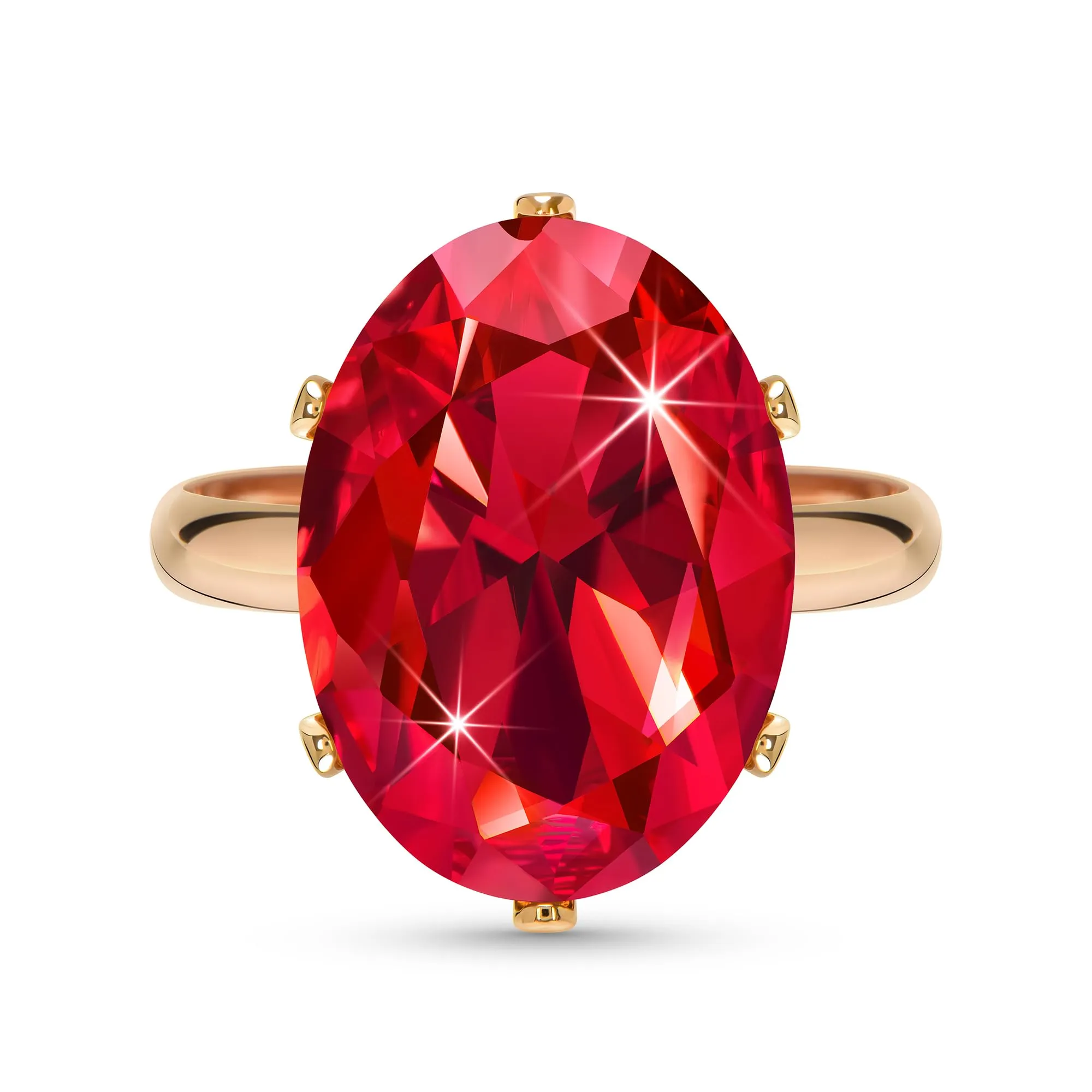 Linawe Anello Regolabile in Oro Rosa con Rubino Rosso e Moissanite - immagine 1