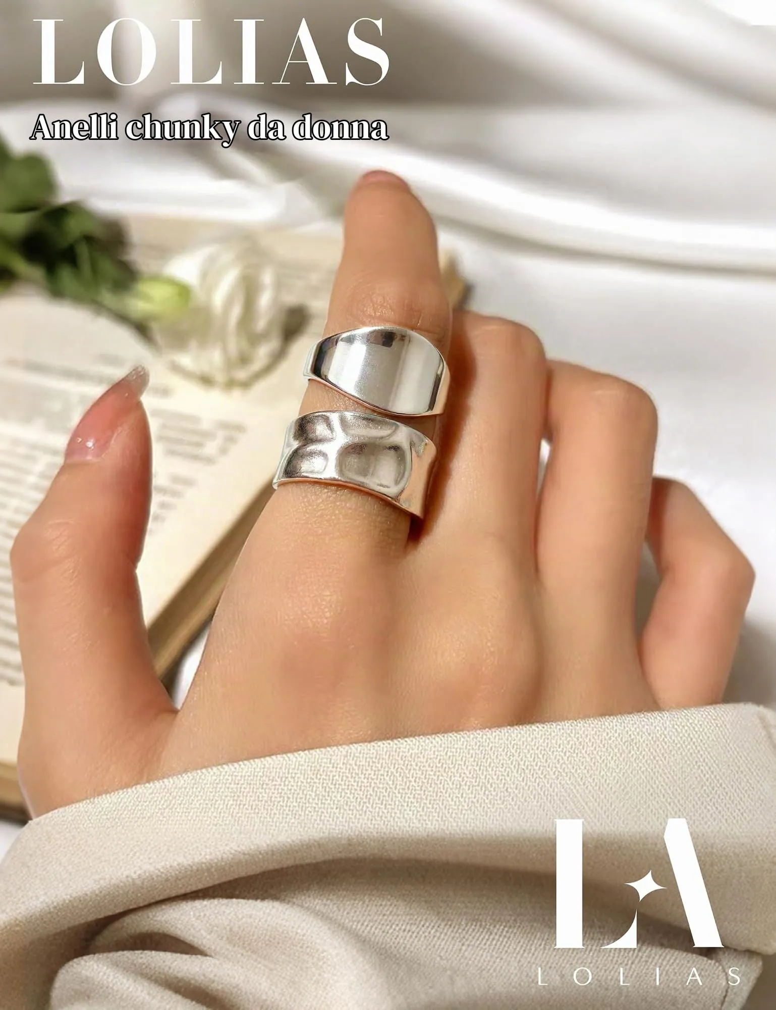 LOLIAS Set 14 Anelli Donna in Acciaio Inossidabile Regolabili - immagine 4