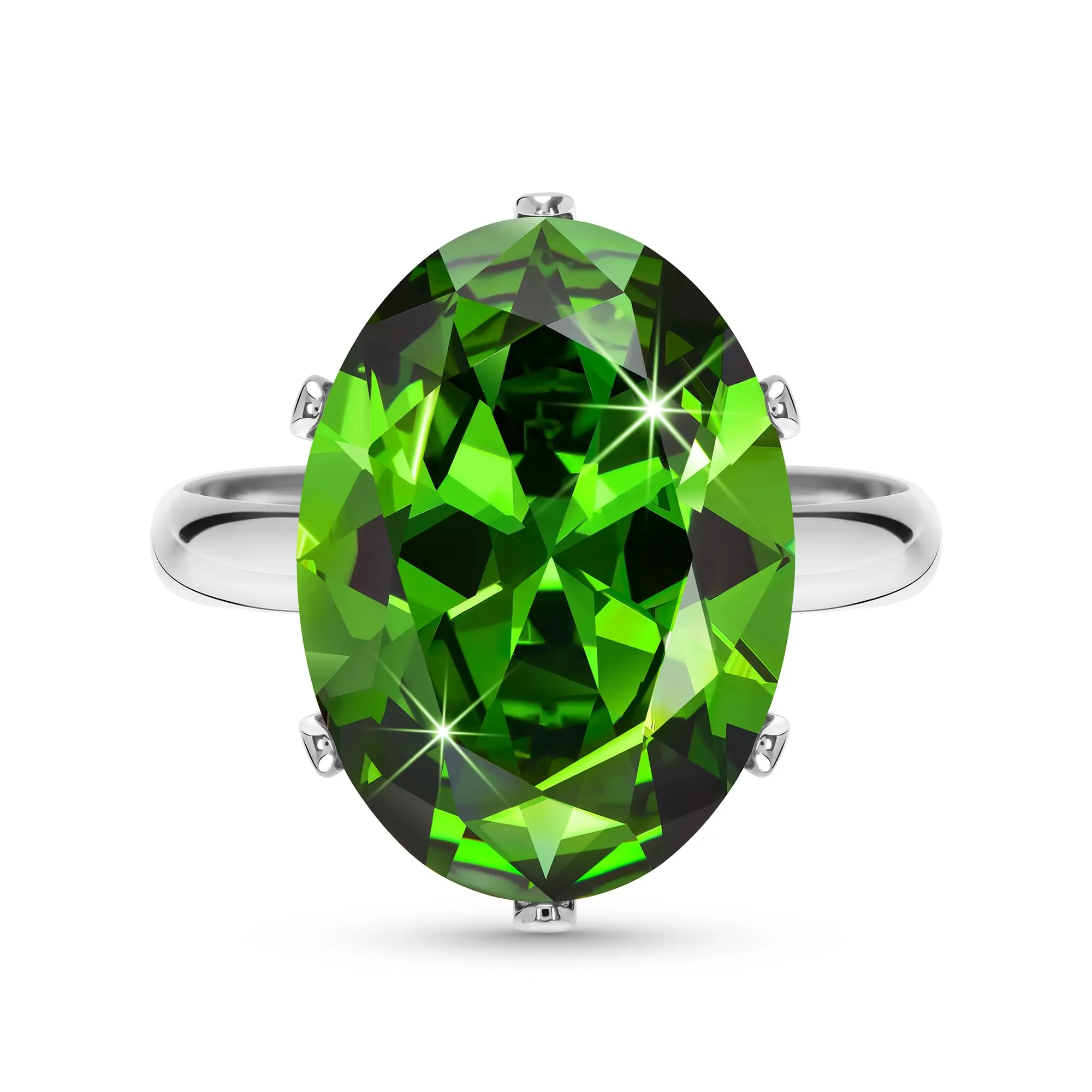 Linawe Anello da Donna in Argento con Smeraldo Verde Moissanite Regolabile - immagine 1