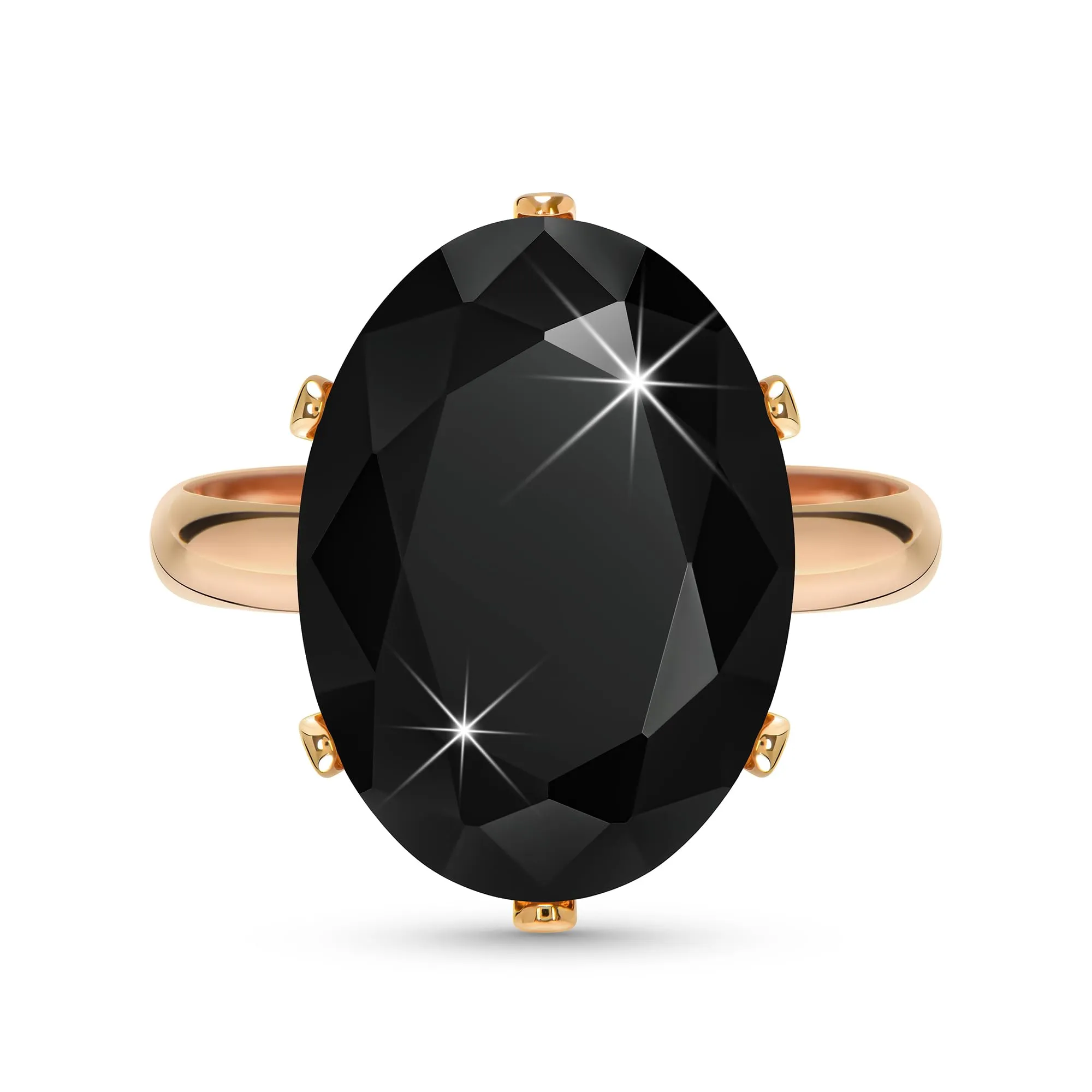 Linawe Anello da donna regolabile in oro rosa con moissanite nera - immagine 1