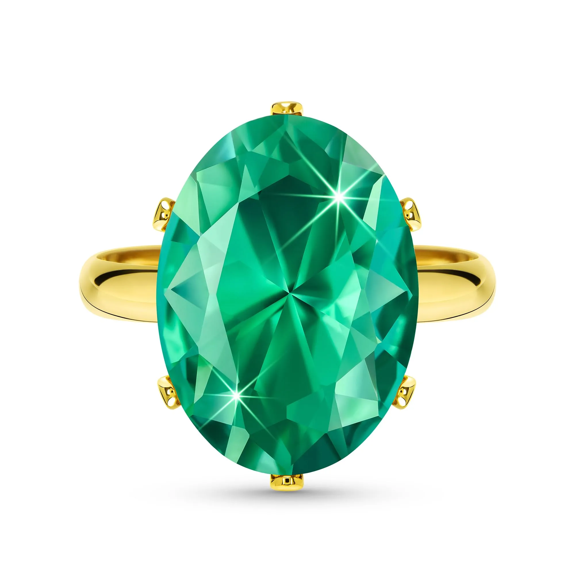 Linawe Anello da donna regolabile placcato oro 14k con moissanite turchese - immagine 1