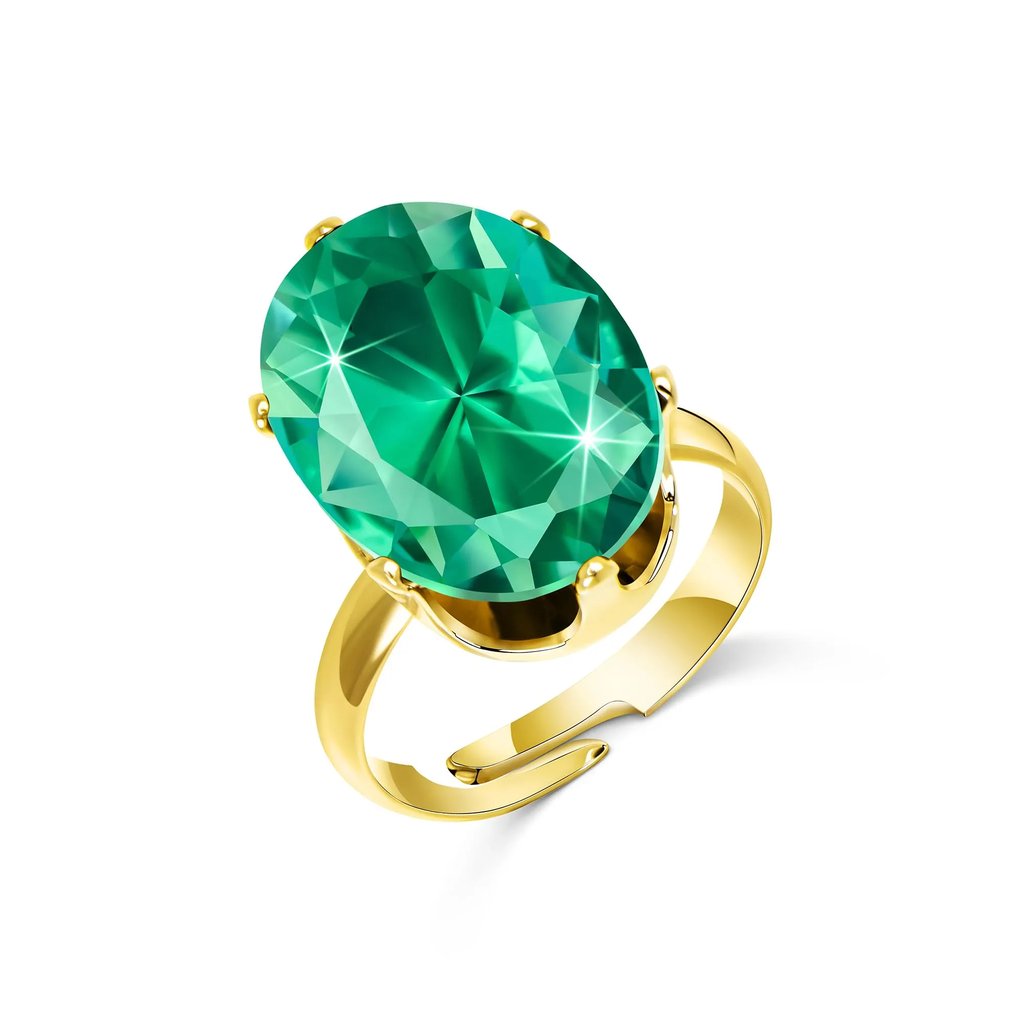 Linawe Anello da donna regolabile placcato oro 14k con moissanite turchese - immagine 5