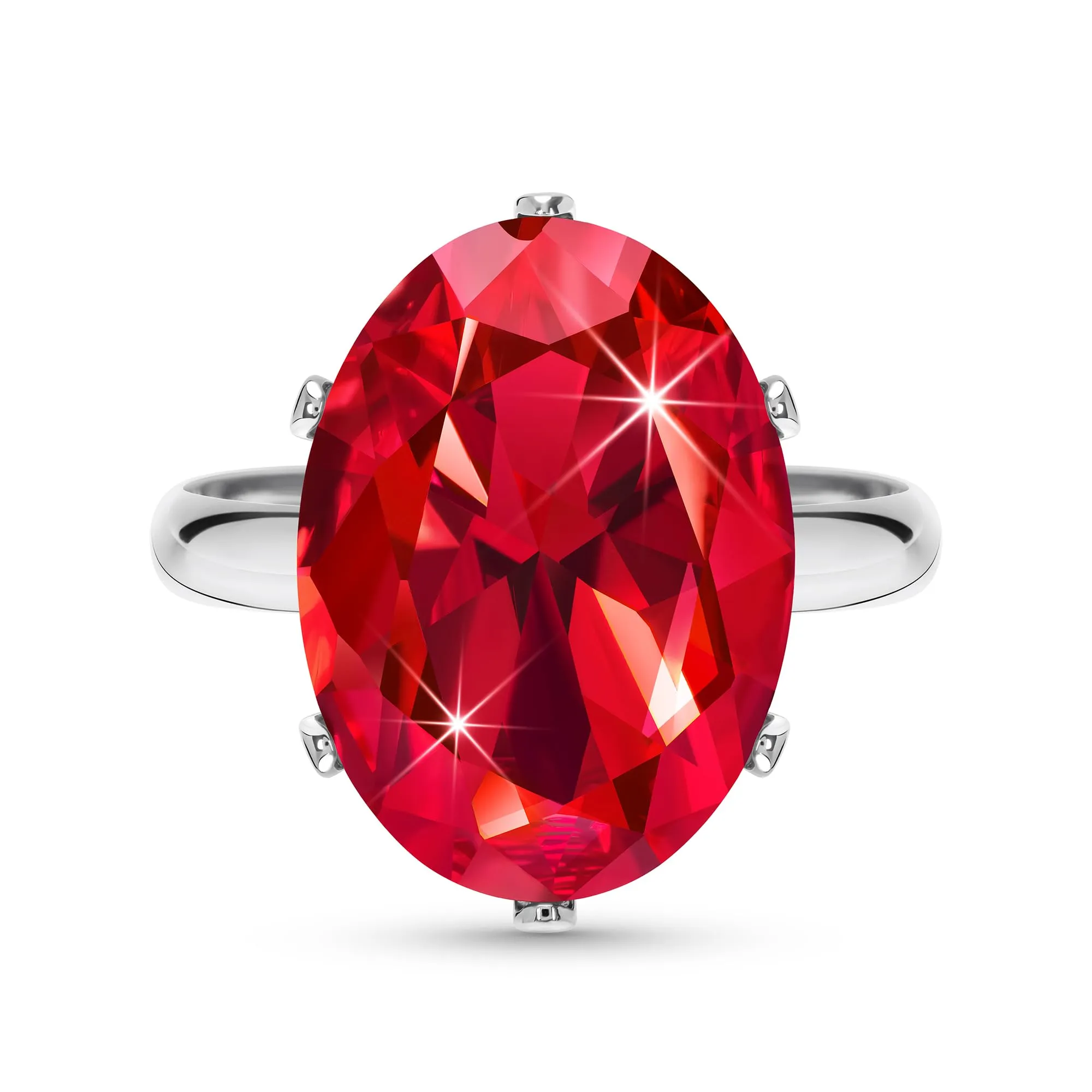 Linawe Anello da donna in argento regolabile con rubino rosso e moissanite - immagine 1