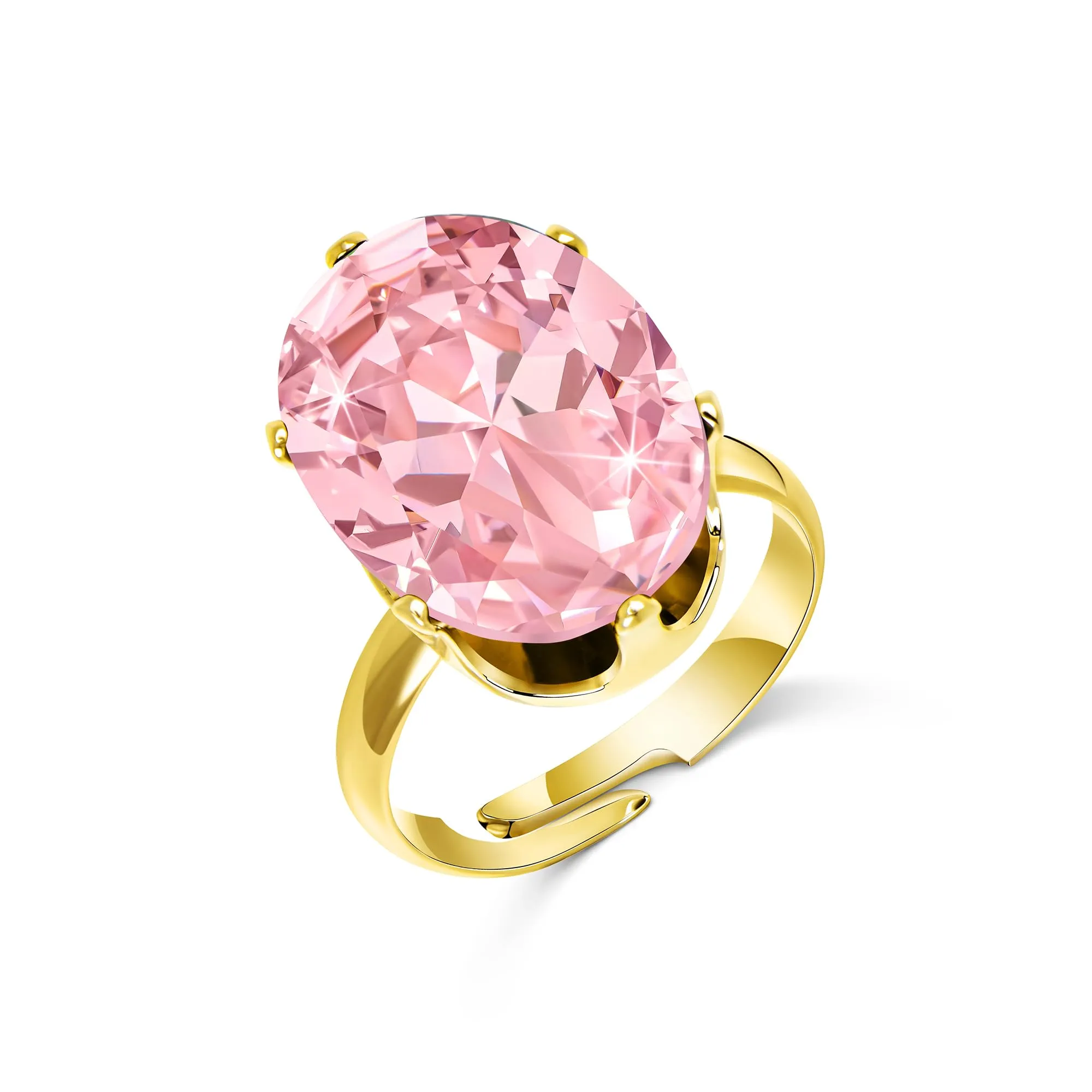 Linawe Anello da donna in oro regolabile con moissanite rosa - immagine 5