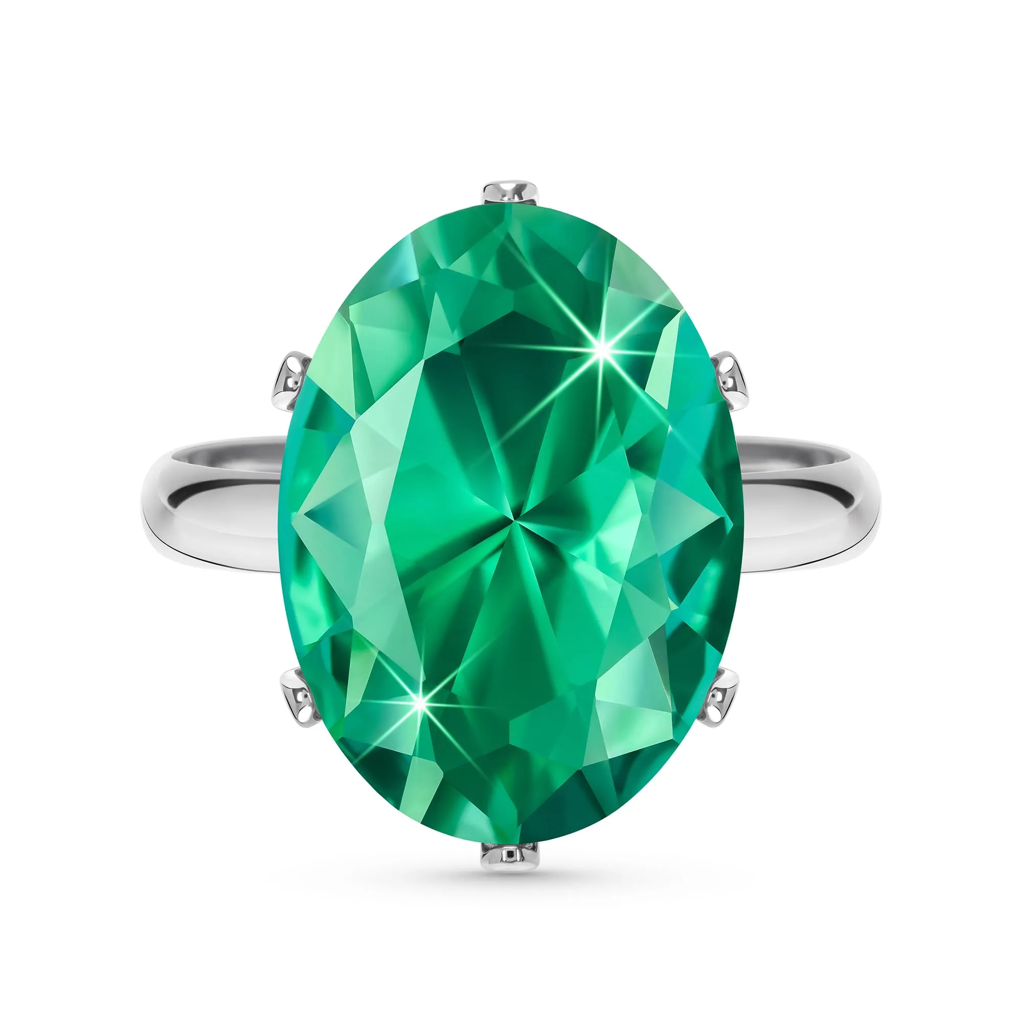 Linawe Anello in Argento da Donna con Diamante Turchese e Moissanite Regolabile - immagine 1