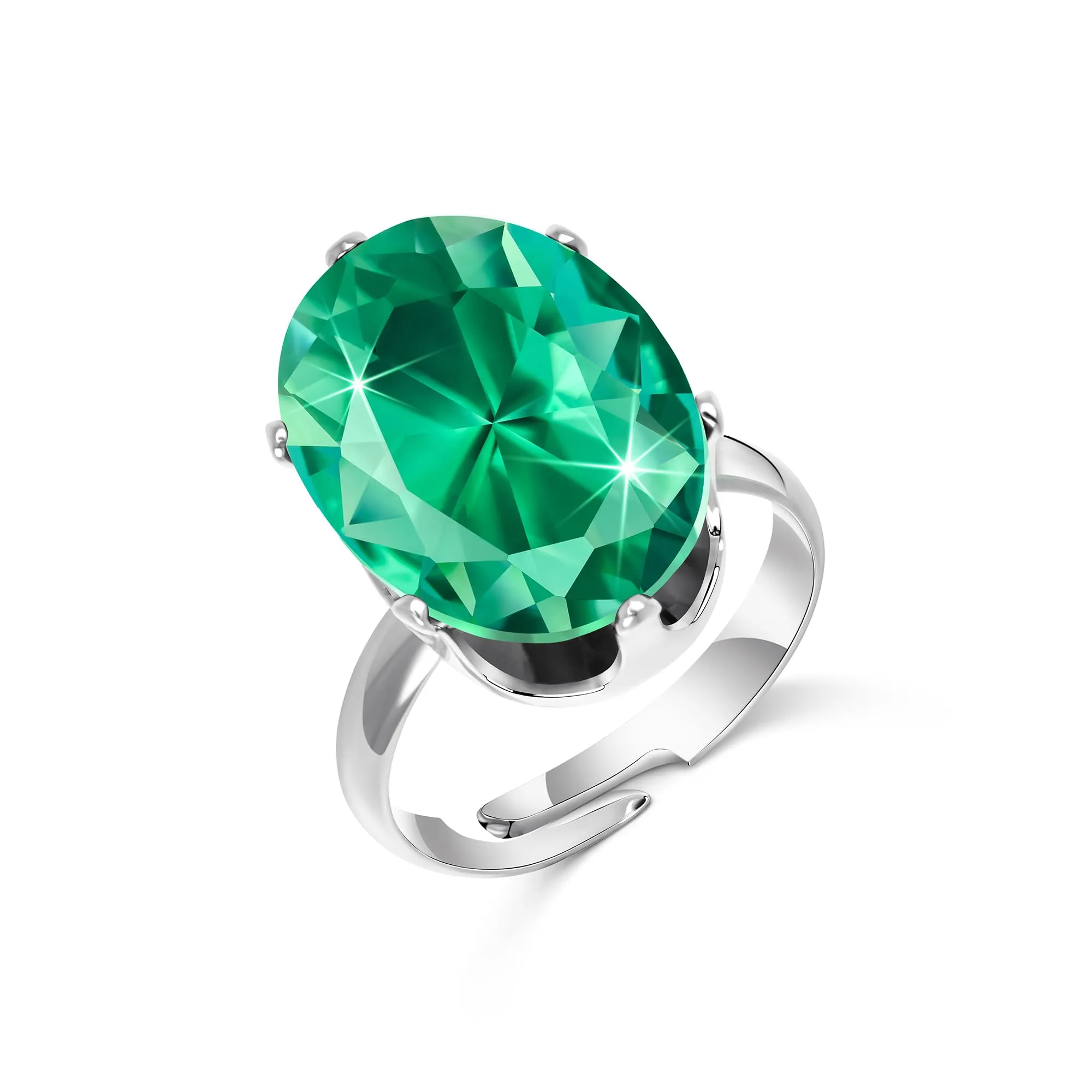 Linawe Anello in Argento da Donna con Diamante Turchese e Moissanite Regolabile - immagine 5