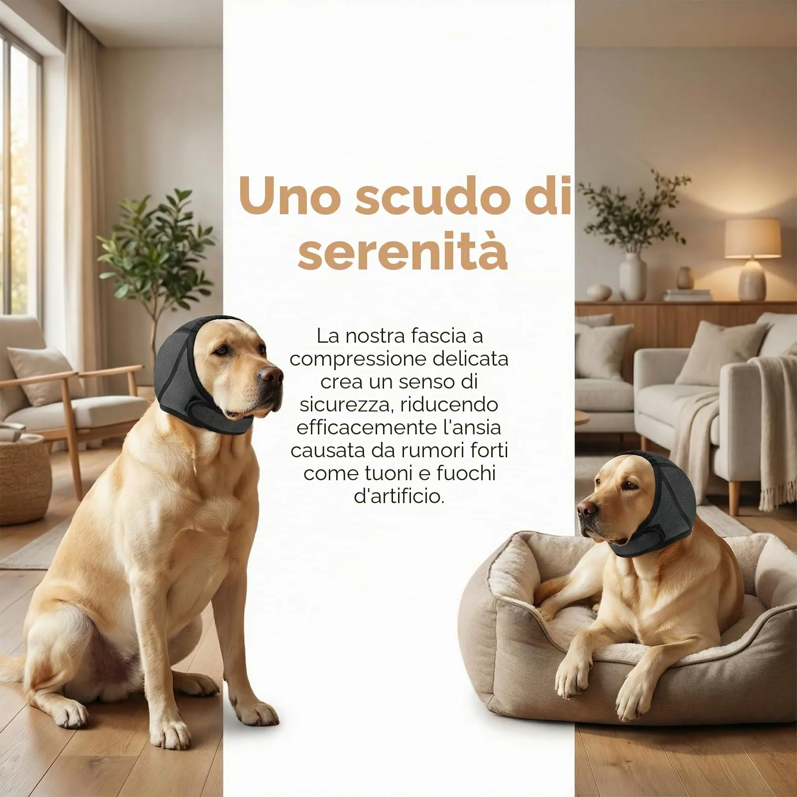 Naapesi Paraorecchie Antirumore per Cani, Fascia Elastica Calmante per Ansia, Bagno e Toelettatura, Grigio, M - immagine 5