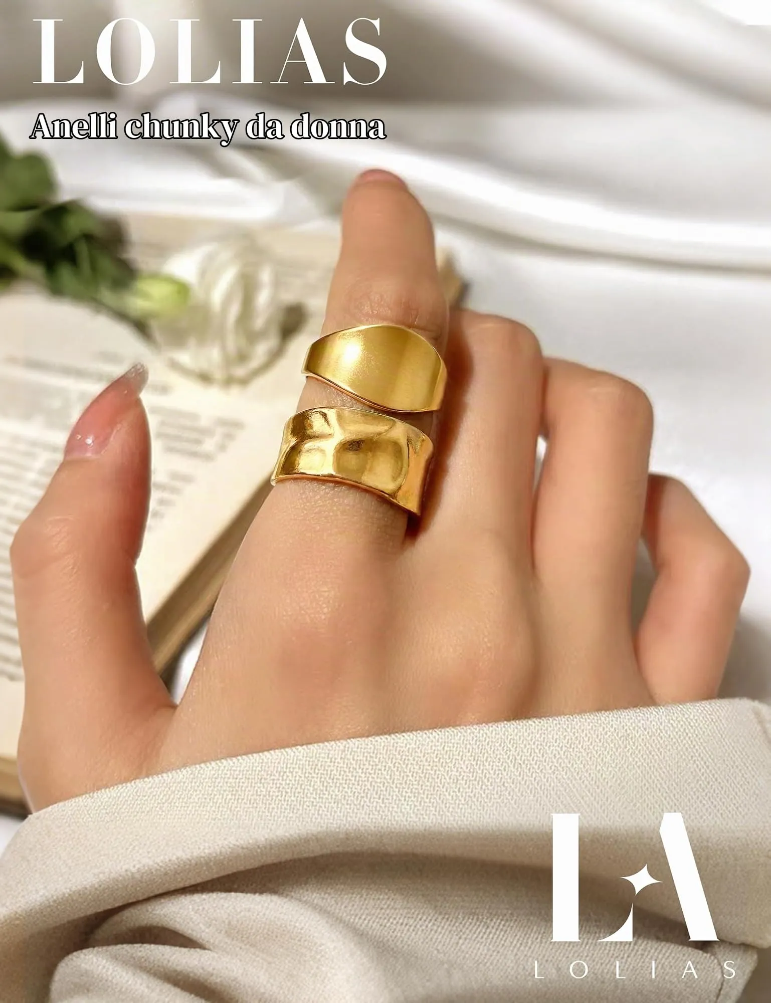 LOLIAS Set 14 Anelli Donna in Acciaio Inossidabile Regolabili - immagine 3
