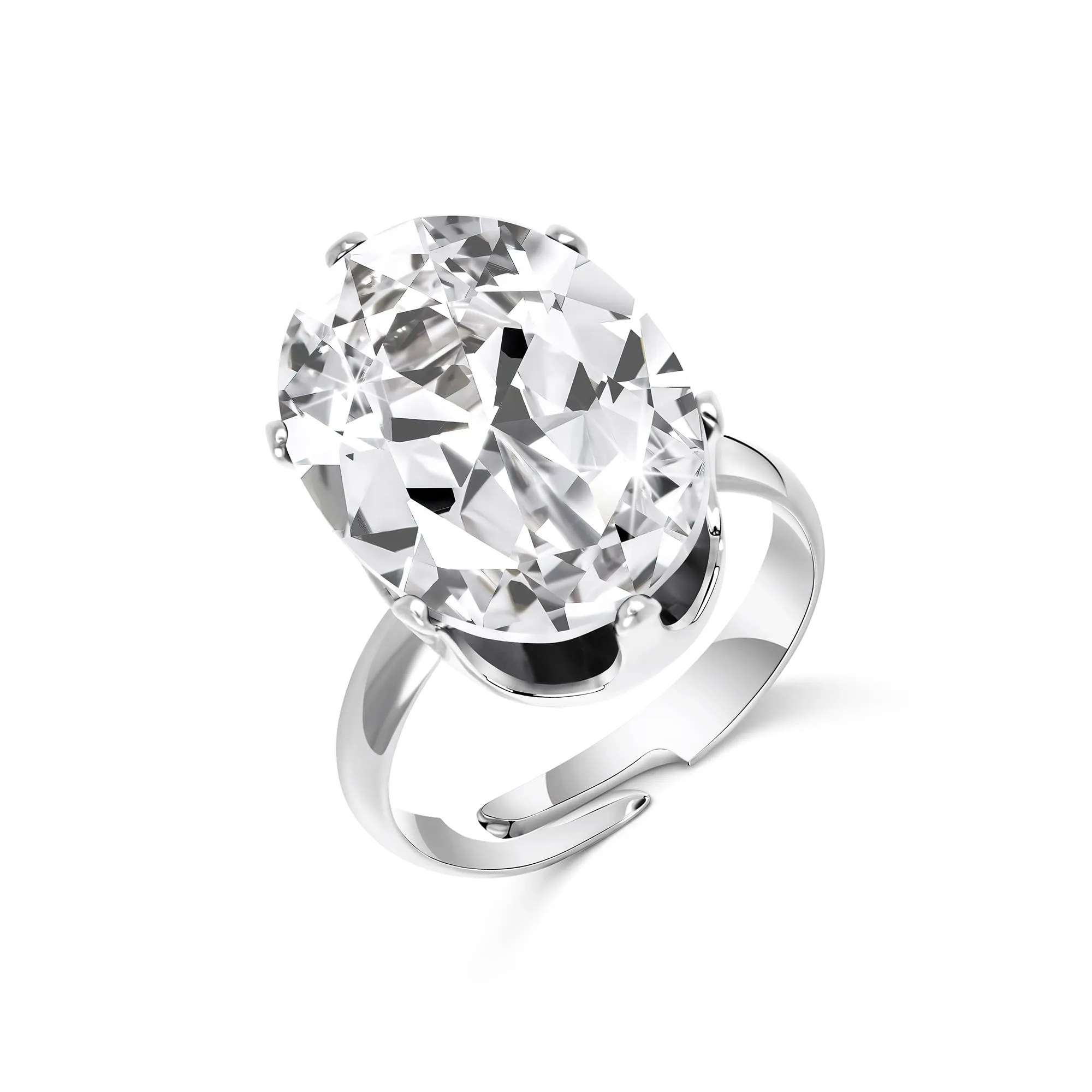 Linawe Anello da donna in argento con diamante moissanite regolabile - immagine 5