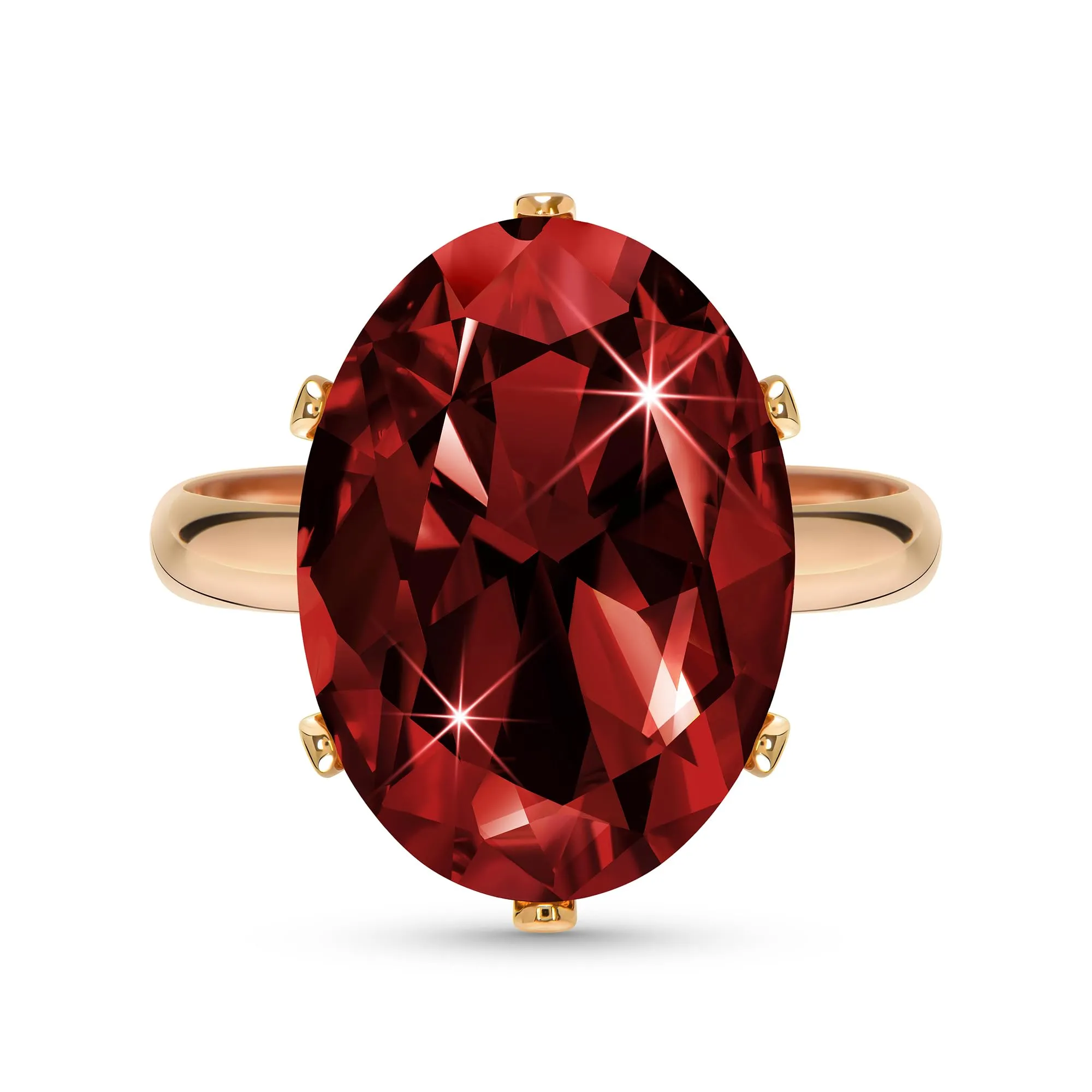 Linawe Anello regolabile in oro rosa con granato rosso e moissanite per donna - immagine 1