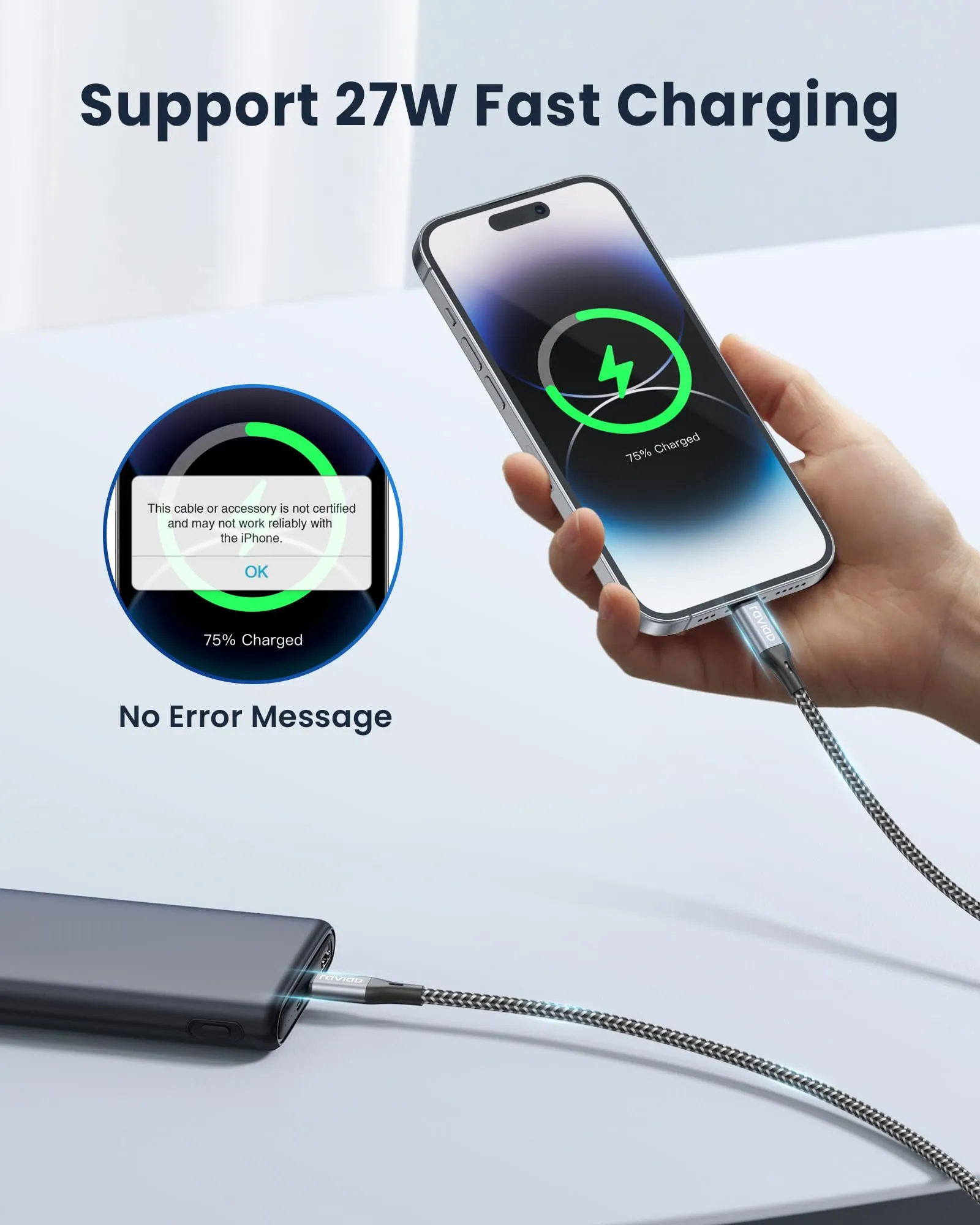RAVIAD Cavo USB-C a Lightning 3M Certificato MFi - immagine 2