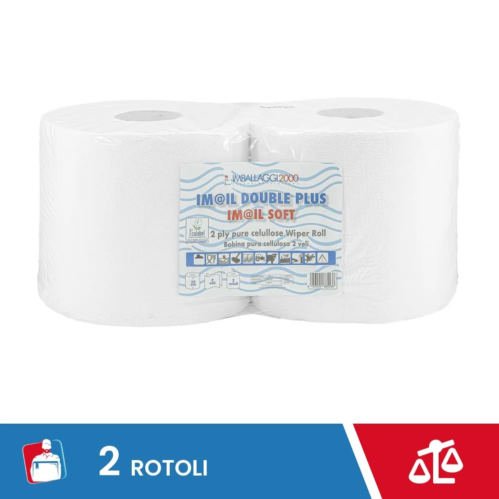 Imballaggi 2000 Rotoloni Asciugatutto, Bobina 23H x 25.5Ø cm, 2x800 Strappi Quadrati, Carta Cucina Goffrata per Uso Domestico e Industriale - immagine 2